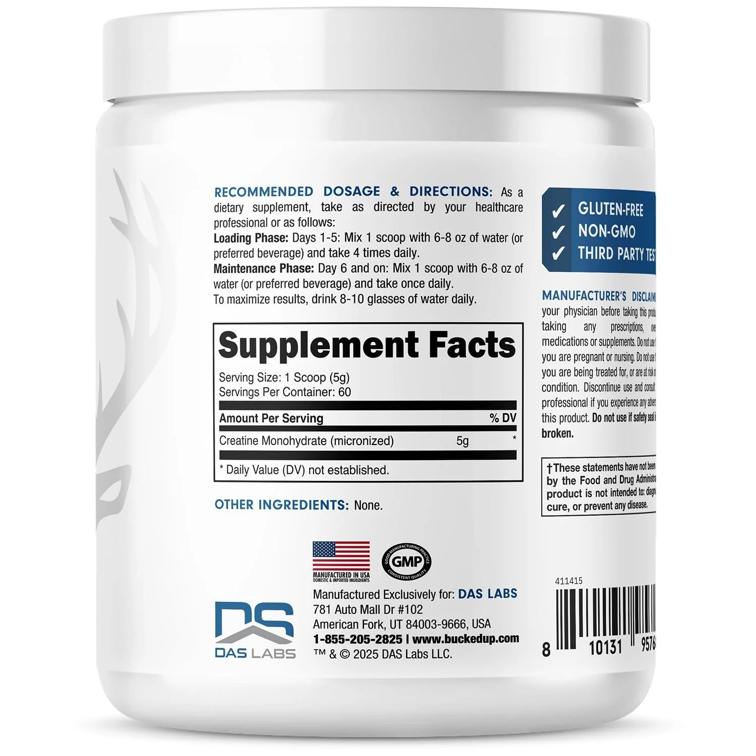 Bucked Up Pure Micronized Creatine Monohydrate for Women and Men - Easy to Mix and Unflavored - 5G Per Serving - 60 Servings - 300 Grams Per Container - Image 3