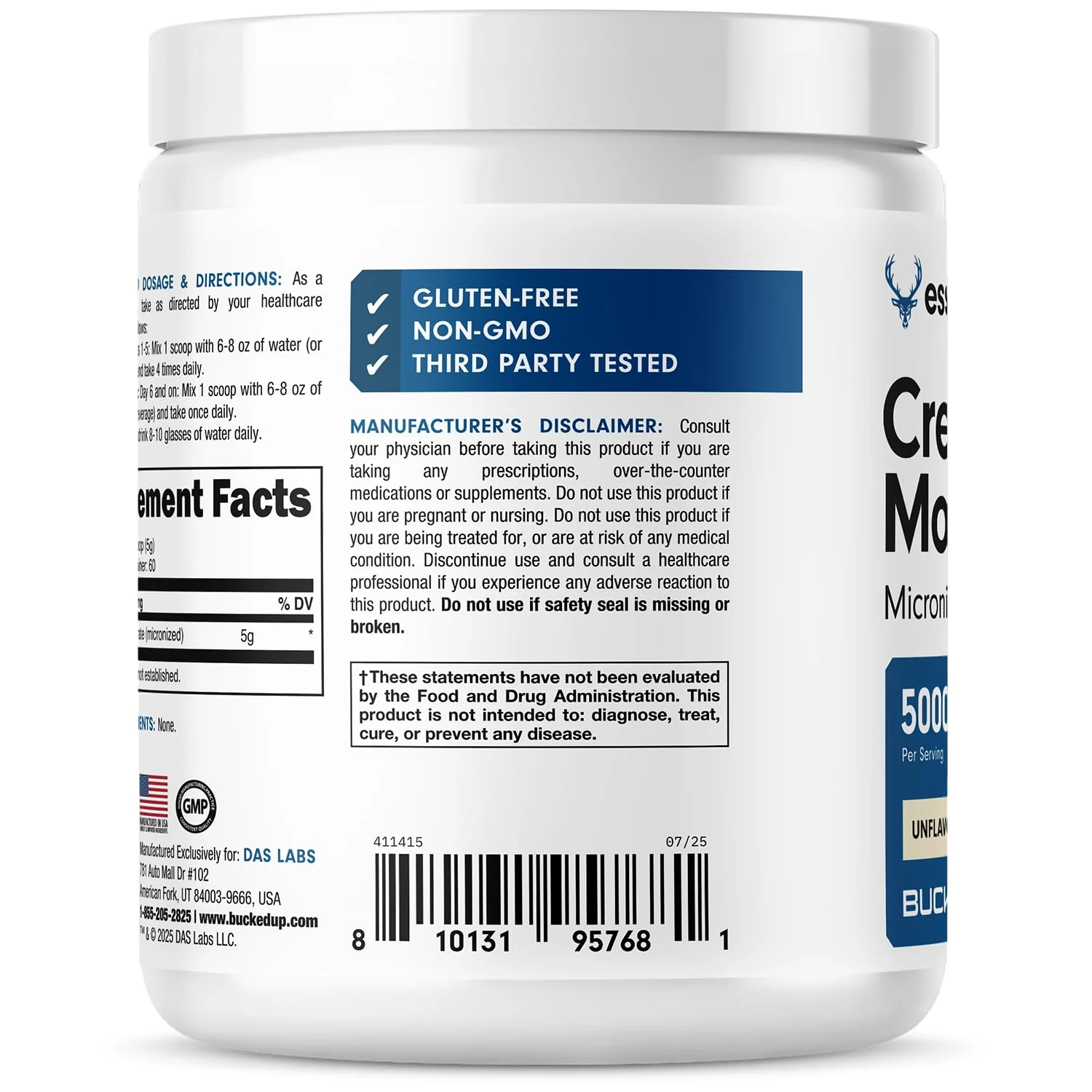 Bucked Up Pure Micronized Creatine Monohydrate for Women and Men - Easy to Mix and Unflavored - 5G Per Serving - 60 Servings - 300 Grams Per Container - Image 4