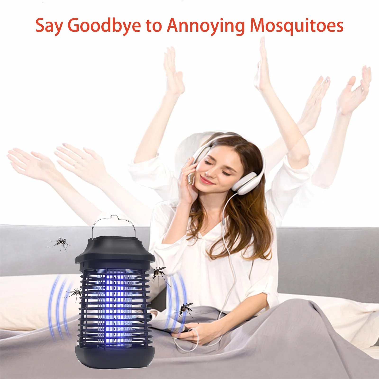 Bug Zapper for Outdoor and Indoor,3-Meter Power Cord with Switch Mosquito Zapper,Bug Zapper Outdoor for Home Backyard, Patio