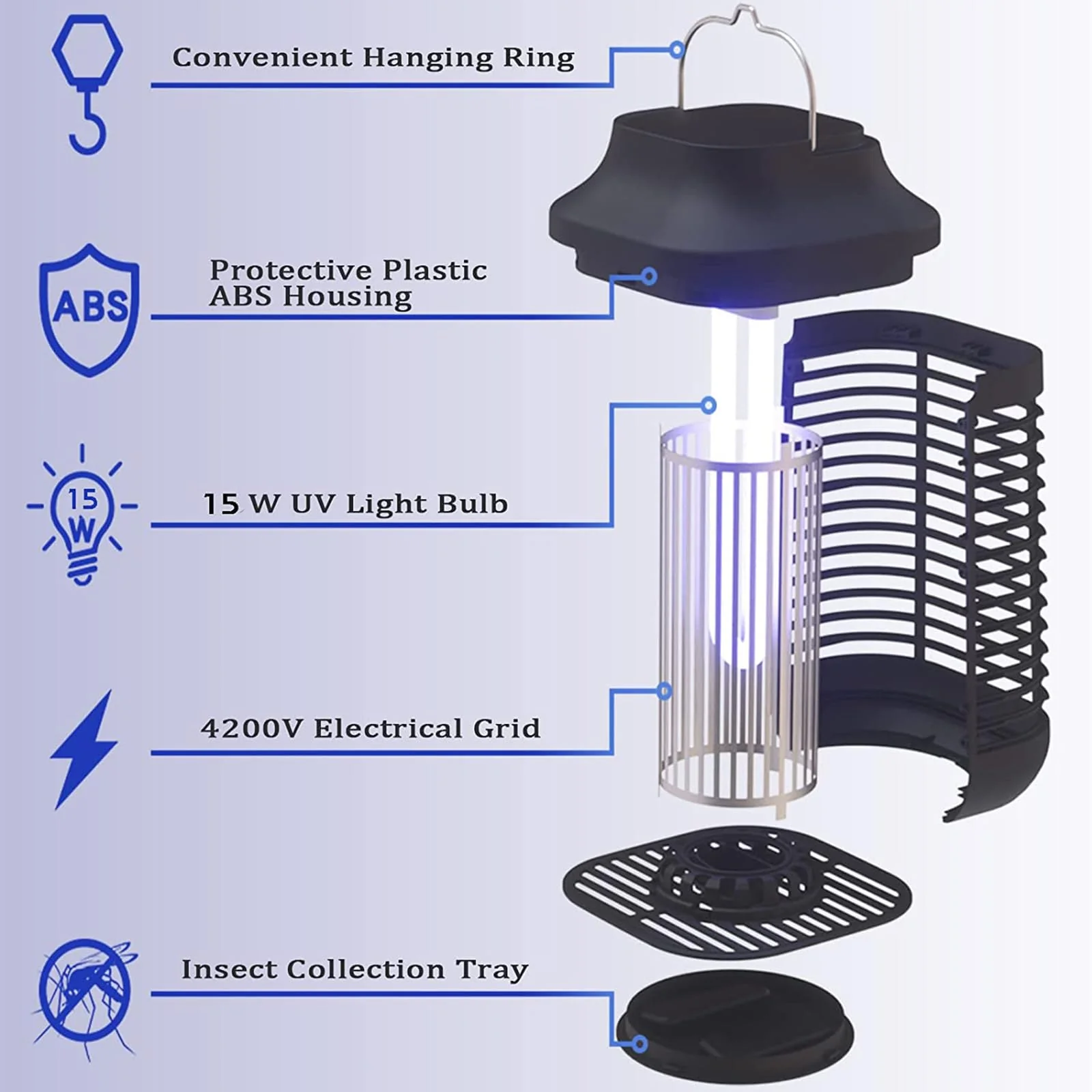 Bug Zapper for Outdoor and Indoor,3-Meter Power Cord with Switch Mosquito Zapper,Bug Zapper Outdoor for Home Backyard, Patio - Image 6