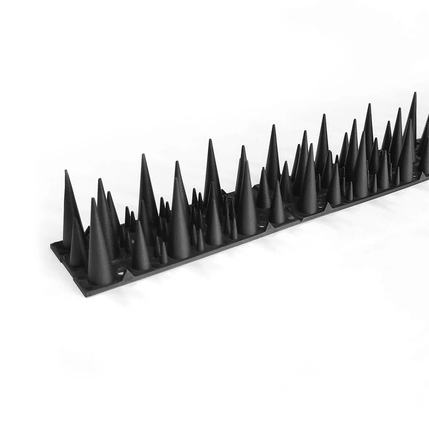 BUGG OFF - Bird & Rodent Spikes, Unique Spike Pattern effecitviely deteres Pesky Pigeons, Squirrels, Raccoons. Installs on Fences, Gates, Roofs, Walls and More! (15 Feet, Black Plastic) - Image 4