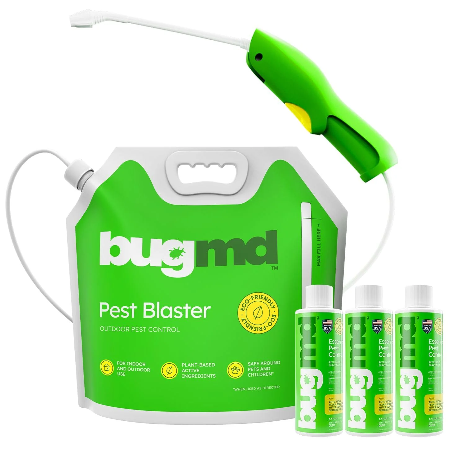 BugMD Blaster Kit - 3 Pack Pest Control Essential Oil Concentrates 3.7 oz and 1 Pest Blaster - Plant-Powered Bug Spray for Home, Insect Killer, Ant Killer for House, Flea Spray for Home, Roach Spray - Image 2