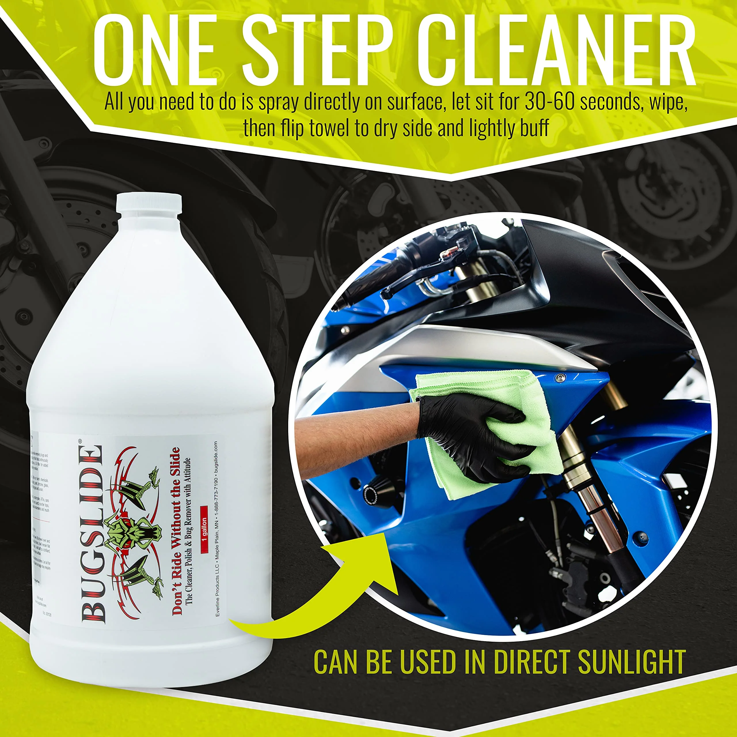 BugSlide 1 Gallon Cleaner Refill for Spray Bottles & Travel Kits - All Surfaces Cleaning and Detailing Solution for Vehicle Interior and Exterior Use - Shines, Degreases, Polishes - Image 3