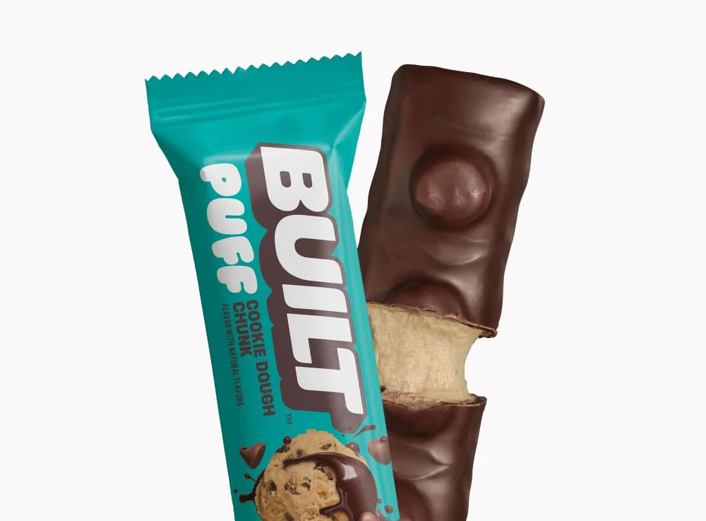 Built Bar 12 Pack High Protein and Energy Bars - Low Carb, Low Calorie, Low Sugar - Covered in 100% Real Chocolate - Delicious, Healthy Snack - (Cookie Dough Chunk Puff) - Image 6