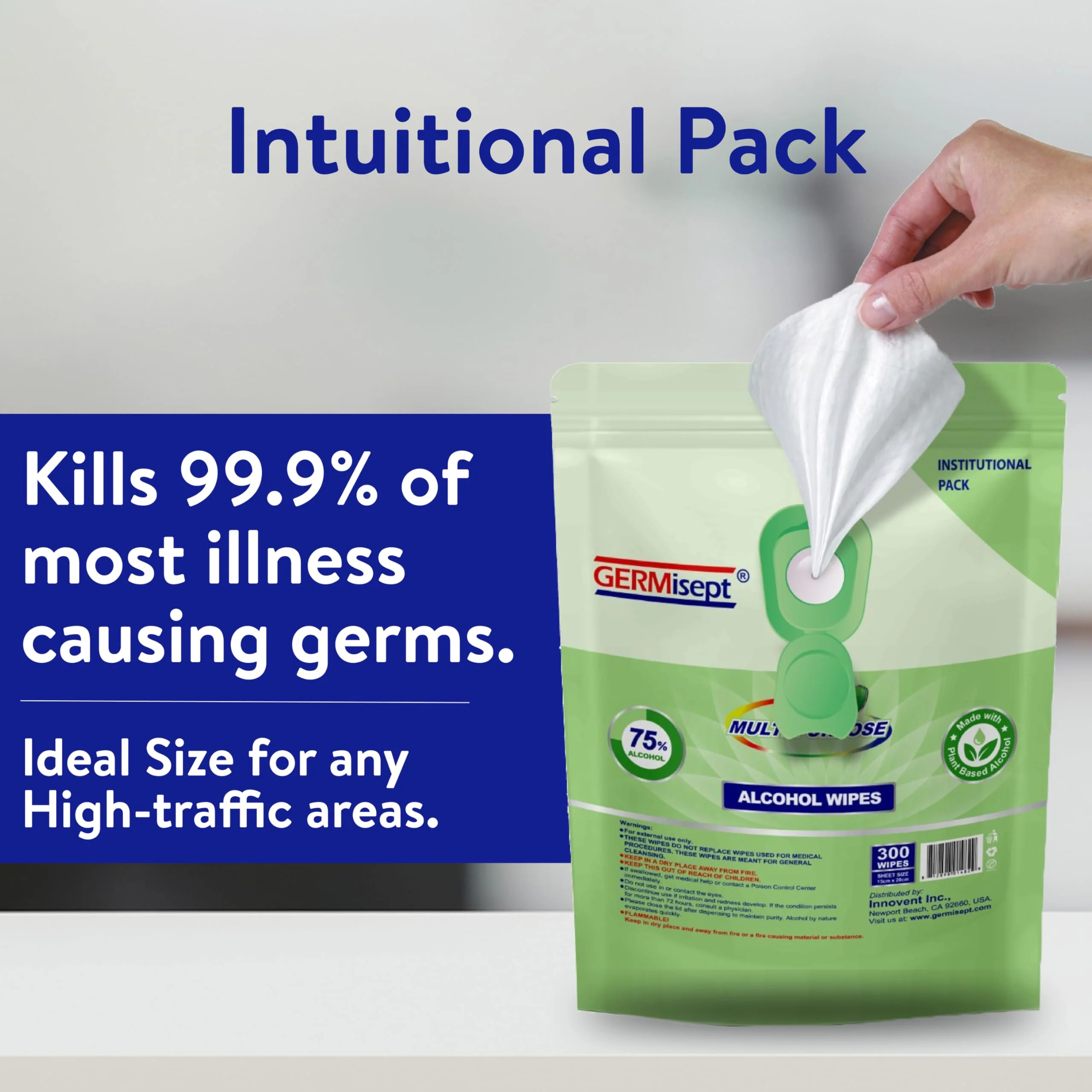 [Bulk 1200-Count] Hand Sanitizing Wipes - (300 Count x 4 Pouch) Keeping It Clean - 75% Alcohol Wipes In Easy Dispensing Pouch- Durable Traction Cleaning- Enriched With Aloe - Image 5