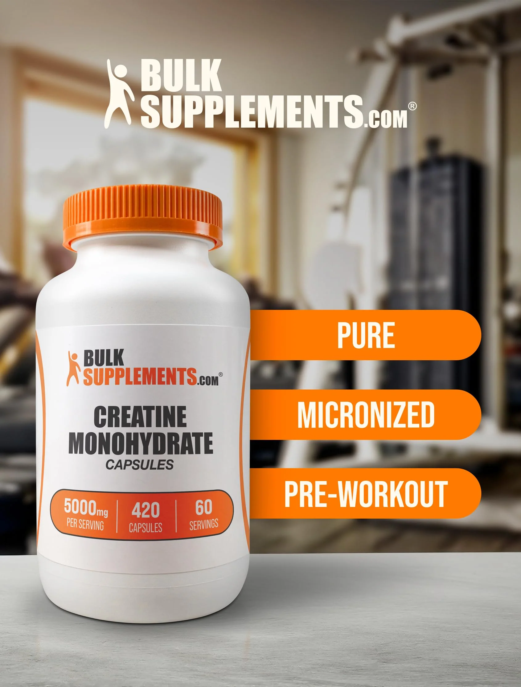 BulkSupplements.com Creatine Monohydrate Capsules - Micronized Creatine Pills - Gluten Free, 7 Capsules per Serving (5000mg), 420 Count (Pack of 1) - Image 5