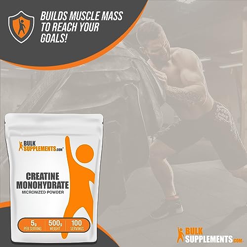 BulkSupplements.com Creatine Monohydrate Powder - Creatine Pre Workout, Creatine for Building Muscle - 5g (5000mg) of Micronized Creatine Powder per Serving, Creatine Monohydrate 500g (1.1 lbs) - Image 5