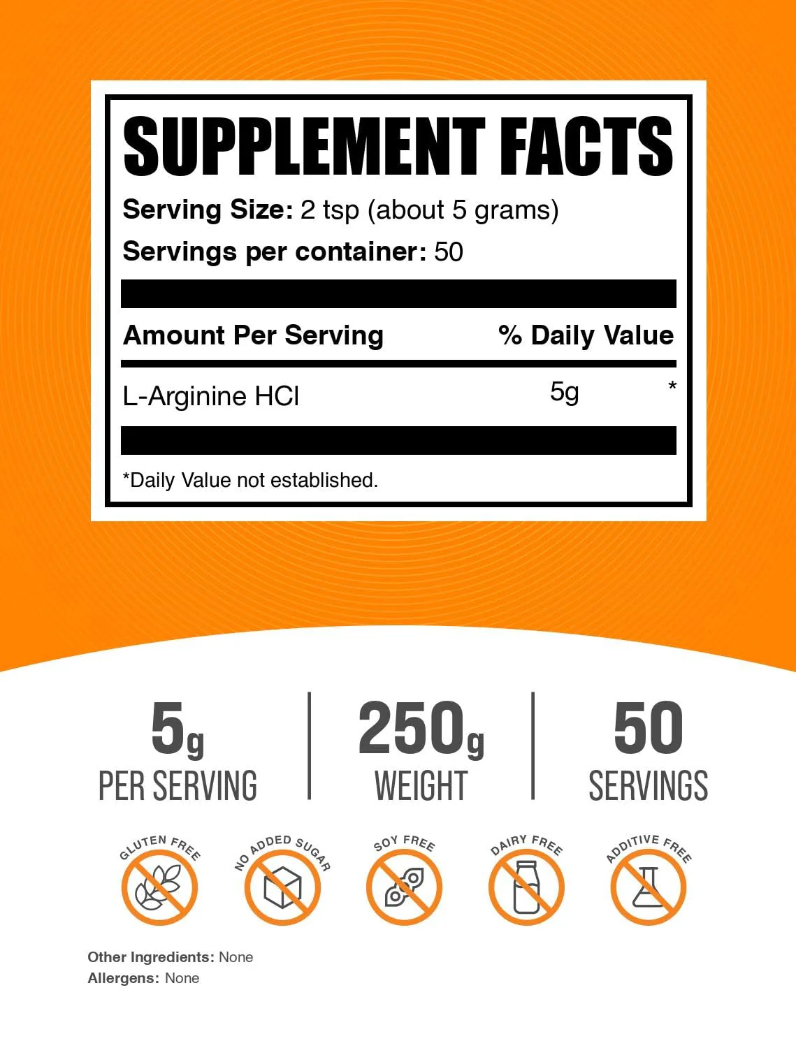 BulkSupplements.com L-Arginine HCl Powder - Nitric Oxide Supplement, Arginine Powder - Unflavored & Gluten Free, 5g per Serving, 250g (8.8 oz) (Pack of 1) - Image 5