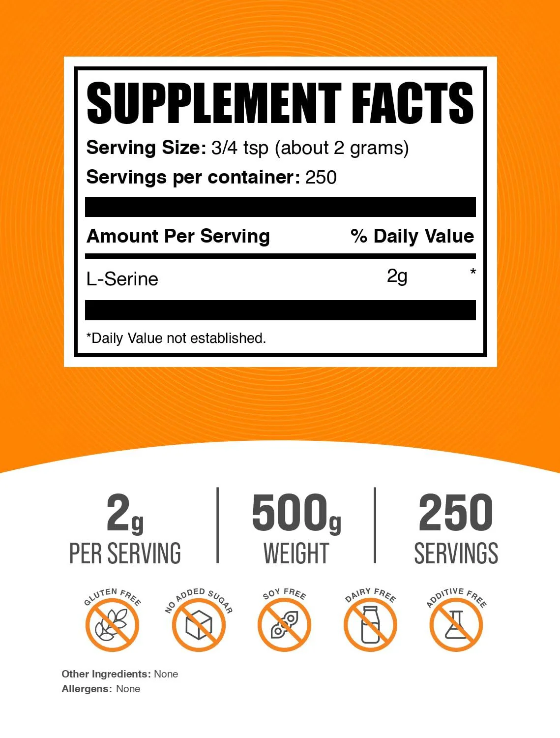 BulkSupplements.com L-Serine Powder - Serine Supplement, Amino Acid Powder - Unflavored & Gluten Free, 2g per Serving, 500g (1.1 lbs) (Pack of 1) - Image 2