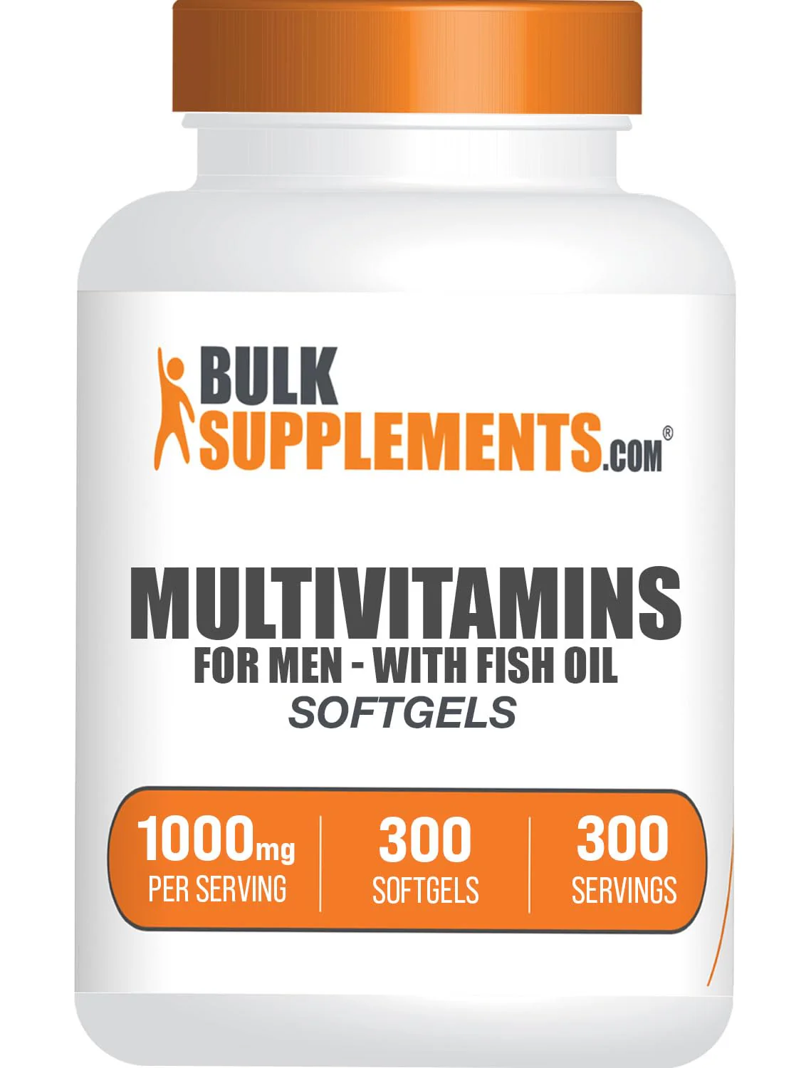 BulkSupplements.com Multivitamin for Men Softgels - Daily Multivitamin Supplement, Multimineral for Men with Fish Oil - Gluten Free, 1 Softgel per Serving (1000mg), 300 Count (Pack of 1)