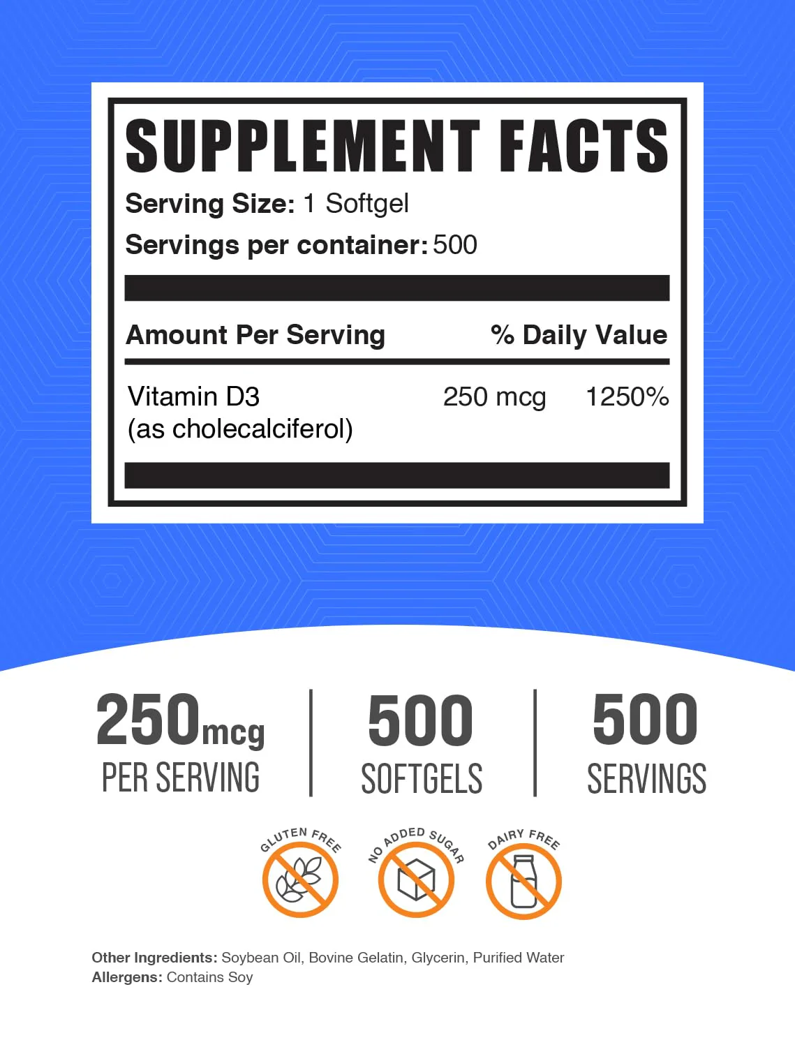 BulkSupplements.com Vitamin D3 10000IU Softgels - Cholecalciferol, D3 Supplement, Vitamin D 10000 IU - 1 Vitamin D3 Softgel (250mcg of Vitamin D) per Serving - 500-Day Supply, 500 Softgels - Image 5