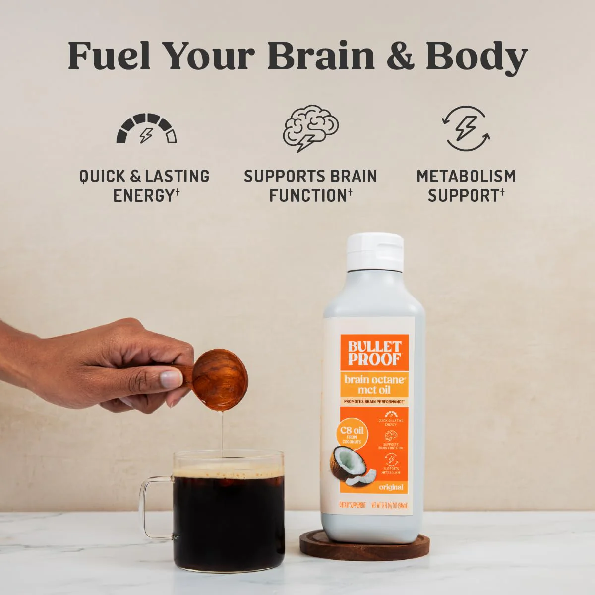 Bulletproof Brain Octane C8 MCT Oil, 32 oz (Pack of 3) – 100% Pure Coconut Oil, Triple-Distilled Keto Energy Supplement for Coffee & Smoothies, Unflavored, No Additives or Fillers, Non-GMO - Image 2