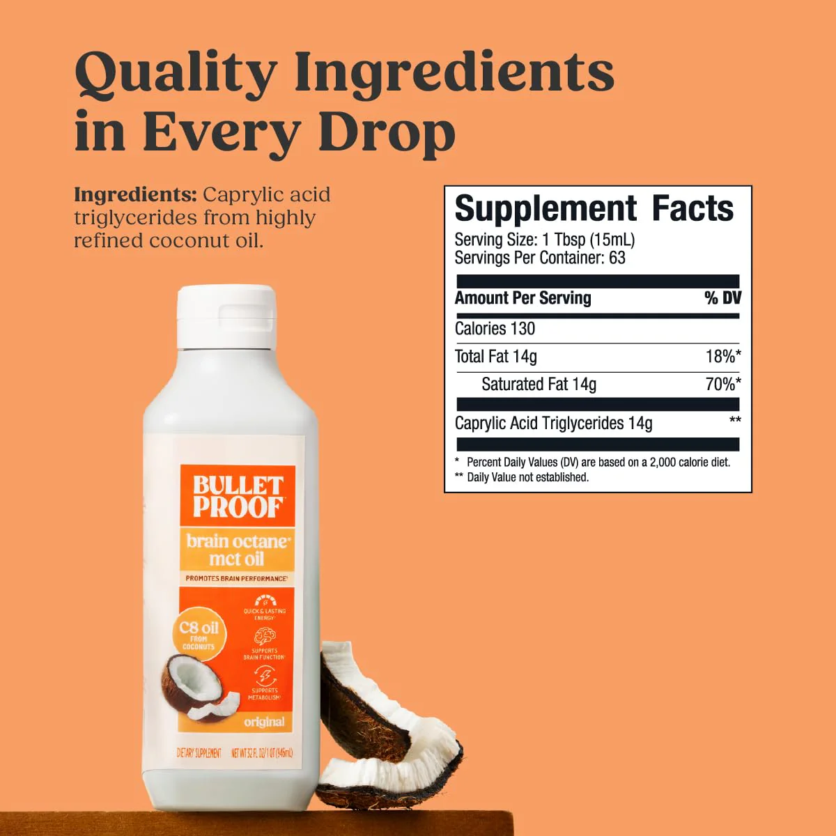 Bulletproof Brain Octane C8 MCT Oil, 32 oz (Pack of 3) – 100% Pure Coconut Oil, Triple-Distilled Keto Energy Supplement for Coffee & Smoothies, Unflavored, No Additives or Fillers, Non-GMO - Image 5