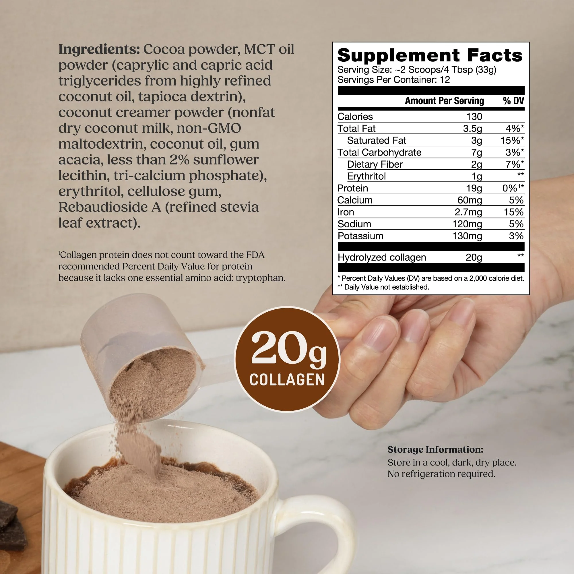 Bulletproof Chocolate Collagen Peptides Powder with MCT Oil, 14.3 Ounces, Grass-Fed Collagen Protein for Skin, Bone and Joint Support, Pasture Raised, No Added Hormones - Image 3