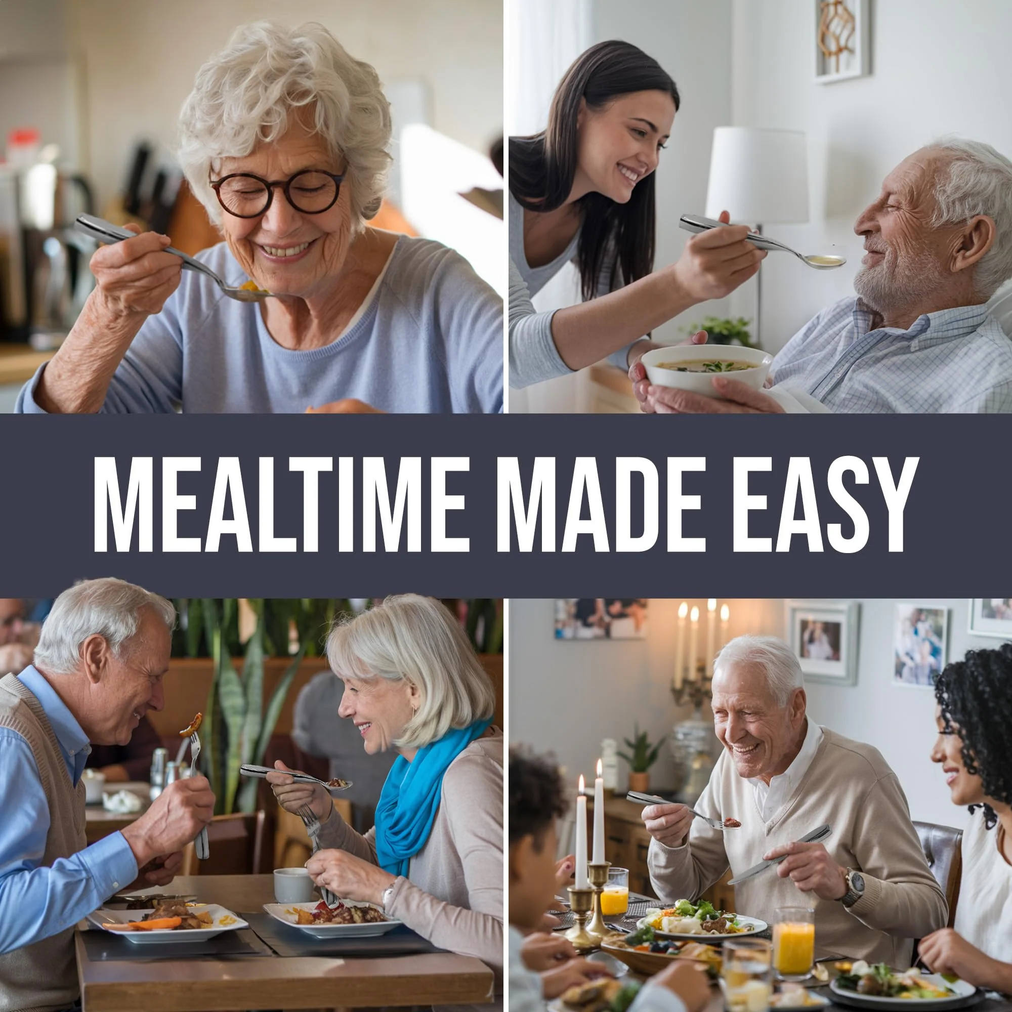 BUNMO Weighted Utensils for Hand Tremors – 4pc Adaptive Utensils for Elderly, Persons w/weak hands – Discreet Travel Wrap, Stainless Steel & Dishwasher Safe – Weighted Silverware Set - Image 5