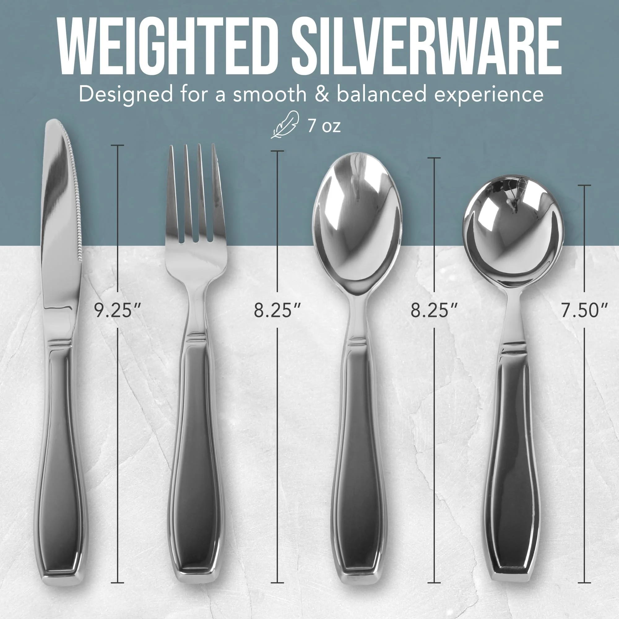 BUNMO Weighted Utensils for Hand Tremors – 4pc Adaptive Utensils for Elderly, Persons w/weak hands – Discreet Travel Wrap, Stainless Steel & Dishwasher Safe – Weighted Silverware Set - Image 8