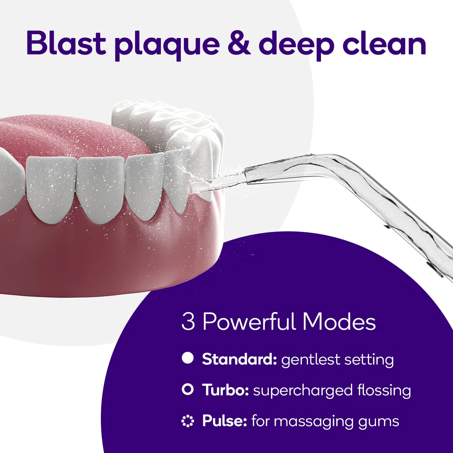 Burst Electric Water Flosser for Teeth Cleaning (3 Modes/Rose Gold) | Cordless | Plaque Removal Between Braces & Dental Work | Portable Floss | Refillable 110mL Tank - Image 5