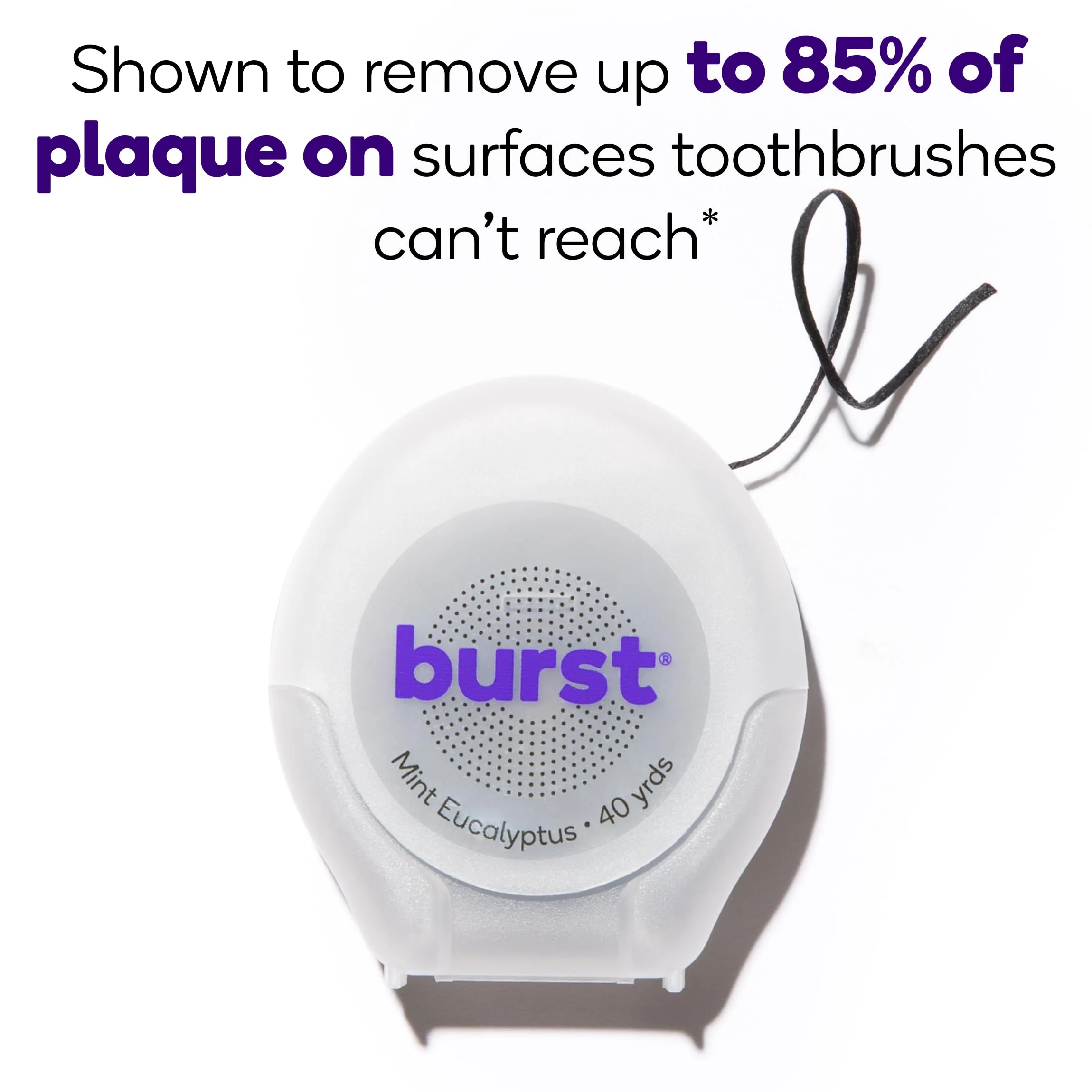BURST Expanding Dental Floss (Mint Eucalyptus/40 Yards) | Stain Absorbing & Woven Tooth Floss with Xylitol Coating to Fight Cavities | Vegan | Paraben Free Expanding Floss - Image 3