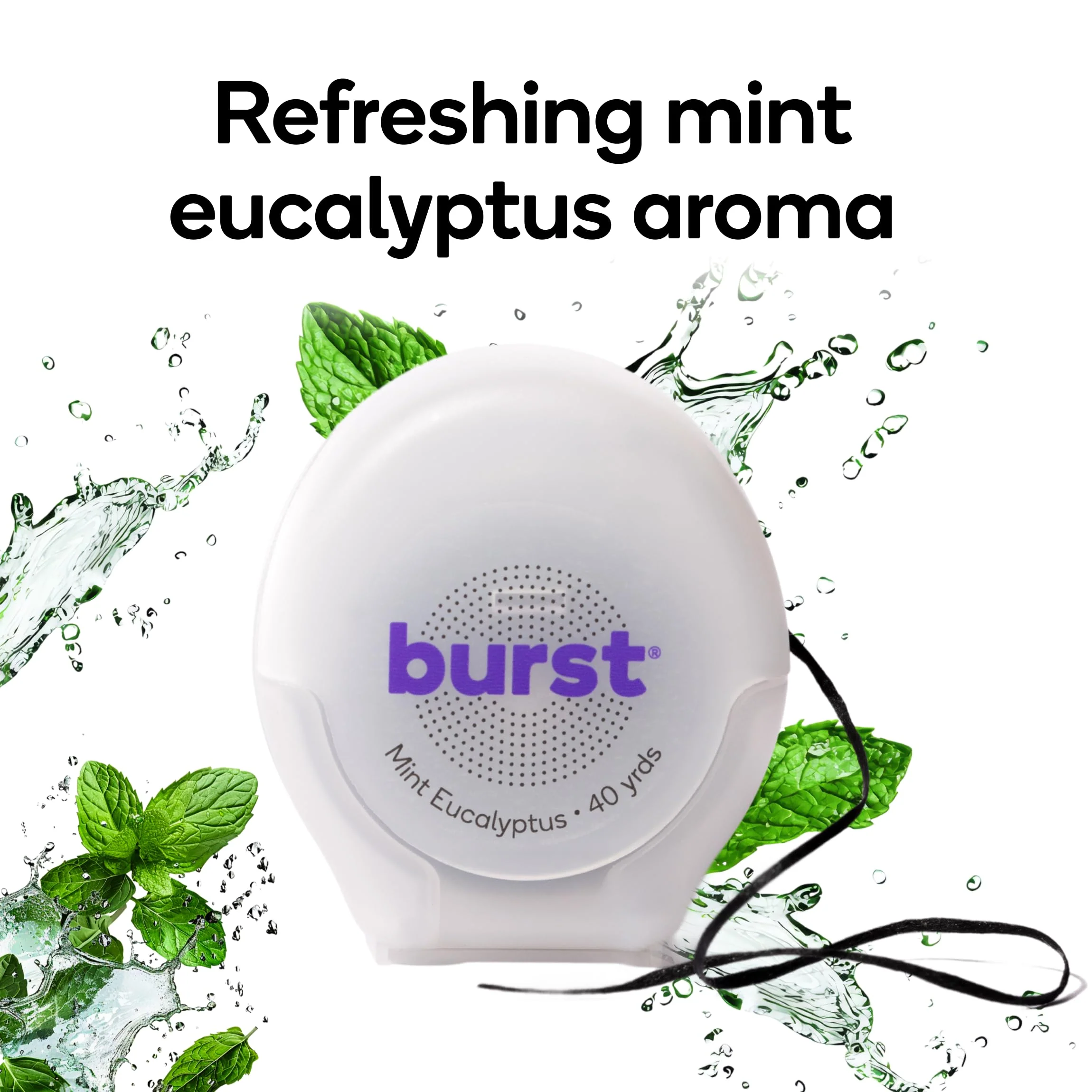 BURST Expanding Dental Floss (Mint Eucalyptus/40 Yards) | Stain Absorbing & Woven Tooth Floss with Xylitol Coating to Fight Cavities | Vegan | Paraben Free Expanding Floss - Image 5