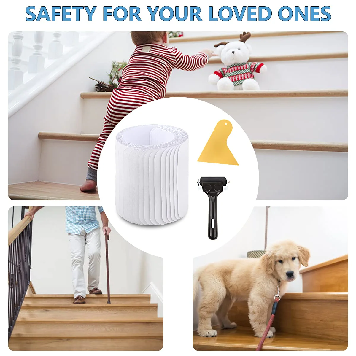 Butizone Non Slip Stair Treads 32"x4", Clear Anti Slip Strips for Wooden Steps Indoor, Transparent and Waterproof Grip Tape, Safety for Elderly, Children, and Dogs,18-Pack - Image 7
