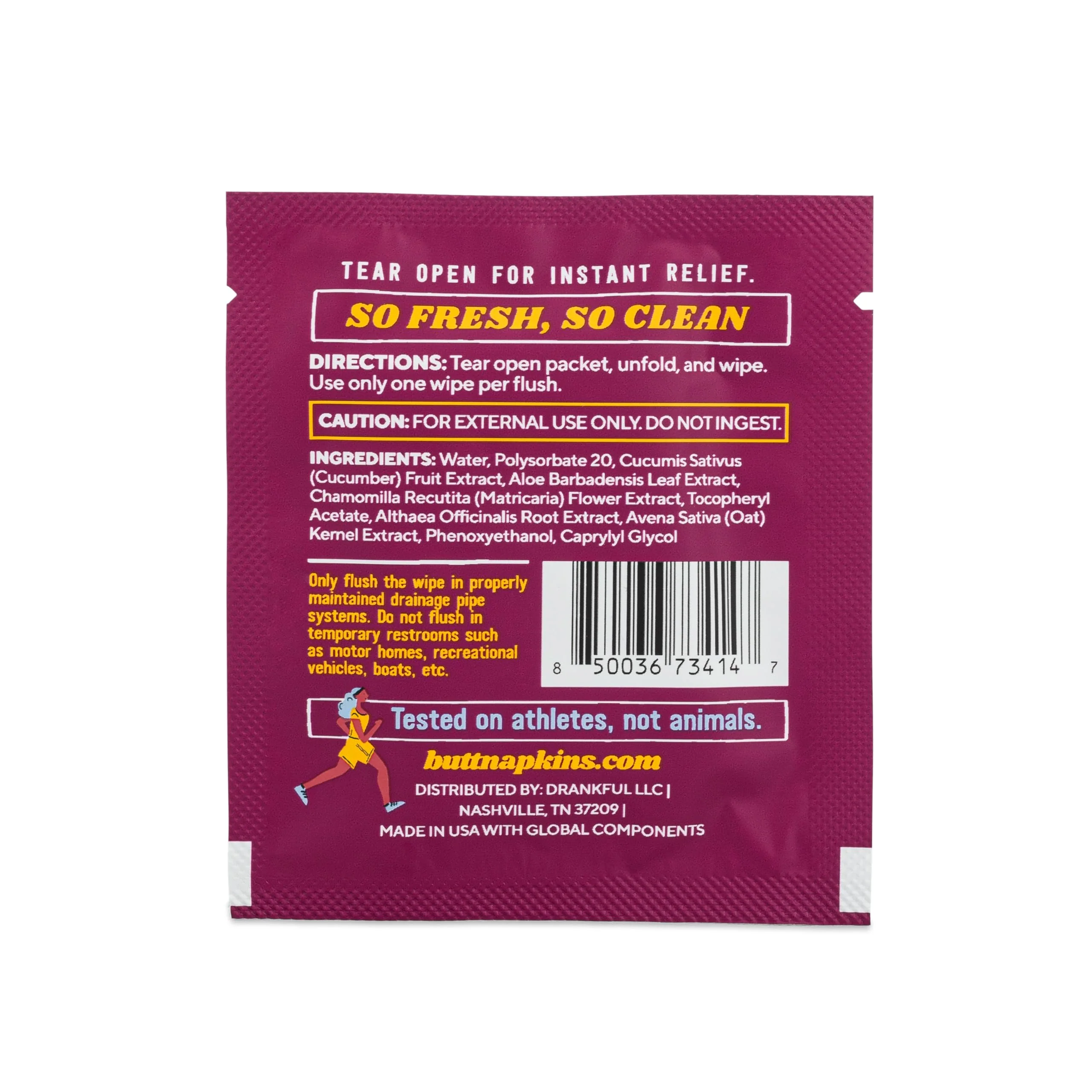 Butt Napkins – Flushable Adult Wet Wipes, 30 Singles, Travel-Size, Unscented Plant-Based with Aloe & Vitamin E, Hypoallergenic - Image 3