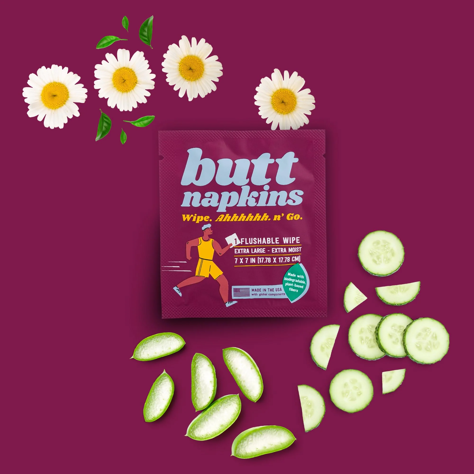 Butt Napkins – Flushable Adult Wet Wipes, 30 Singles, Travel-Size, Unscented Plant-Based with Aloe & Vitamin E, Hypoallergenic - Image 4