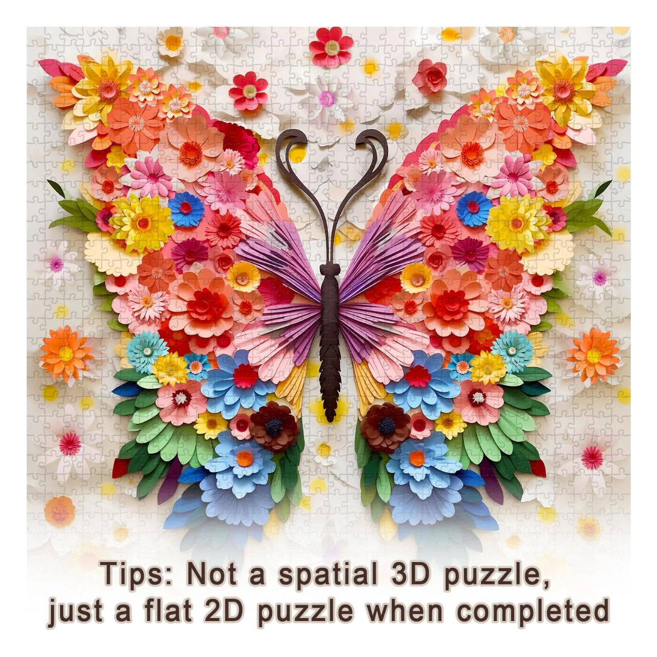Butterfly Puzzles for Adults 1000 Pieces, Challenging Colorful Flower Butterflies Puzzles with Paper Art, Difficult Animal Plant Jigsaw Puzzles for Adults - Image 3