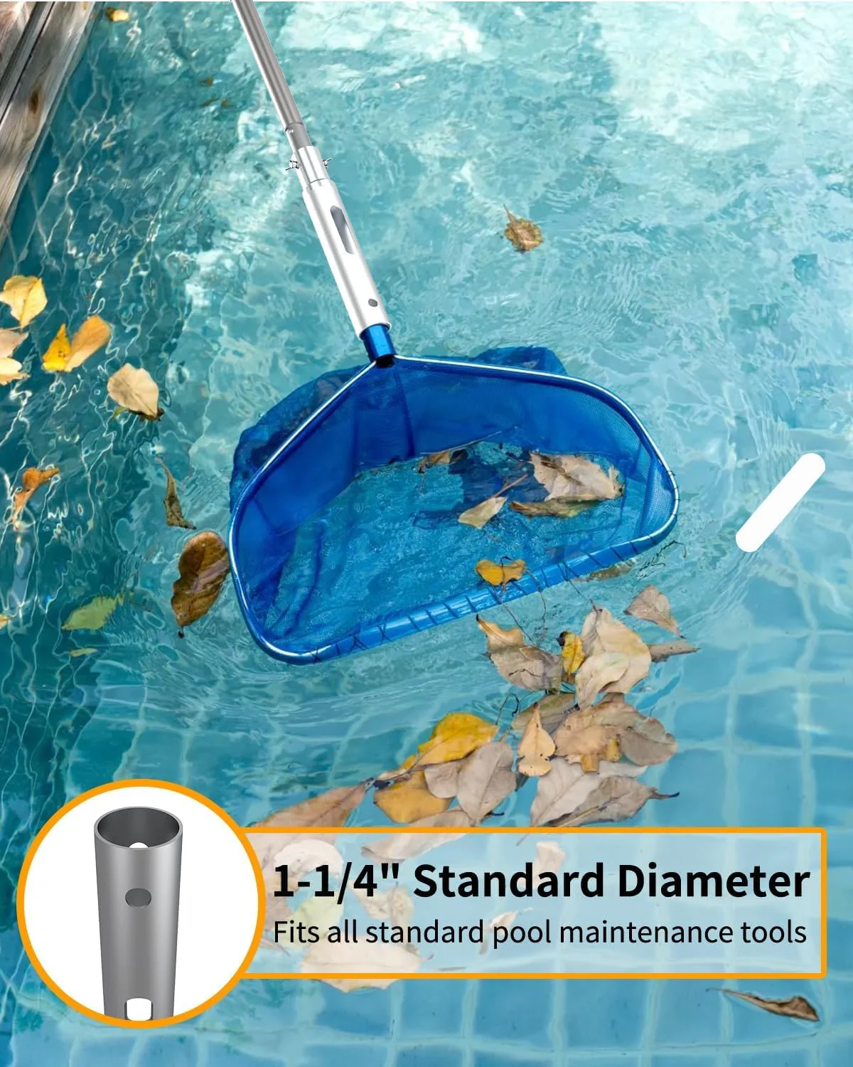Buyplus Pool Pole - Upgraded 16 Foot Telescopic Extendable Swimming Pool Pole with 4-16FT Aluminium Heavy Duty Extension Pole for Skimmer Nets, Rakes, Brushes and Vacuum Heads, Universal 1.25", Orange - Image 6