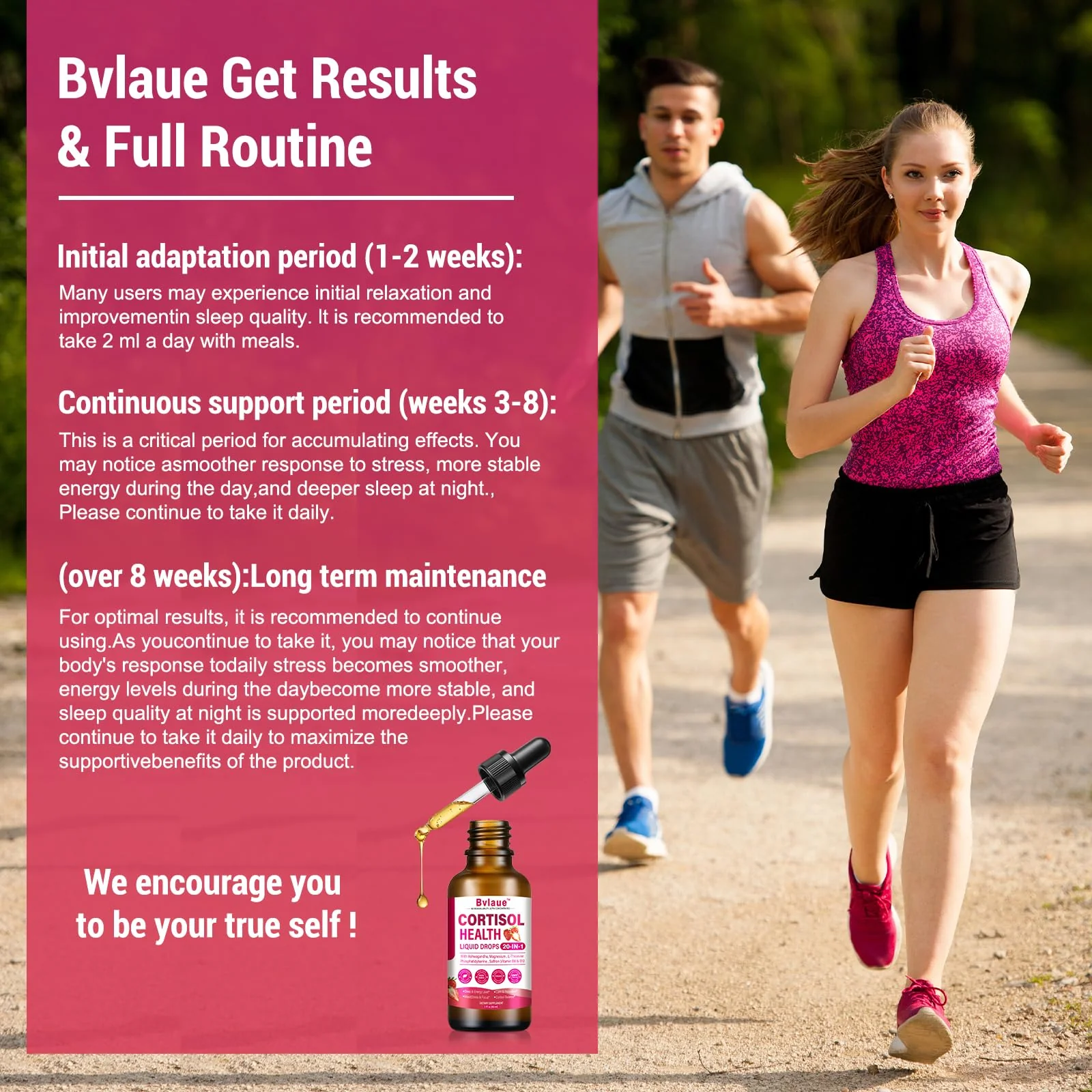 Bvlaue Cortisol Supplements Detox for Women - 20-in-1 Cortisol Reducer,Manager,Lower w/Ashwagandha,Magnesium,L-Theanine,Saffron,Rhodiola for Hormone Balance/Sleep/Stress Relief,Strawberry Flavor - Image 2