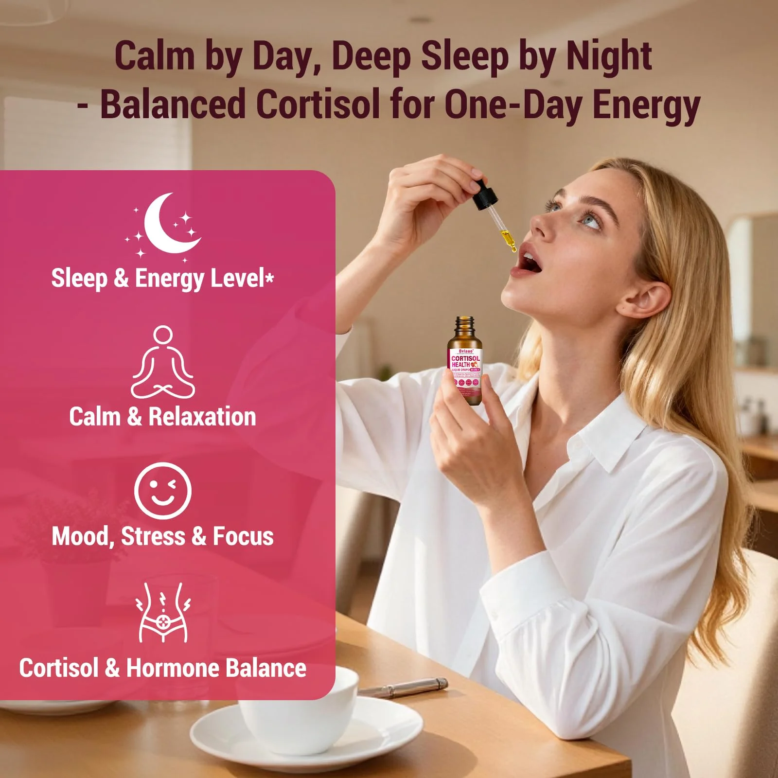 Bvlaue Cortisol Supplements Detox for Women - 20-in-1 Cortisol Reducer,Manager,Lower w/Ashwagandha,Magnesium,L-Theanine,Saffron,Rhodiola for Hormone Balance/Sleep/Stress Relief,Strawberry Flavor - Image 7