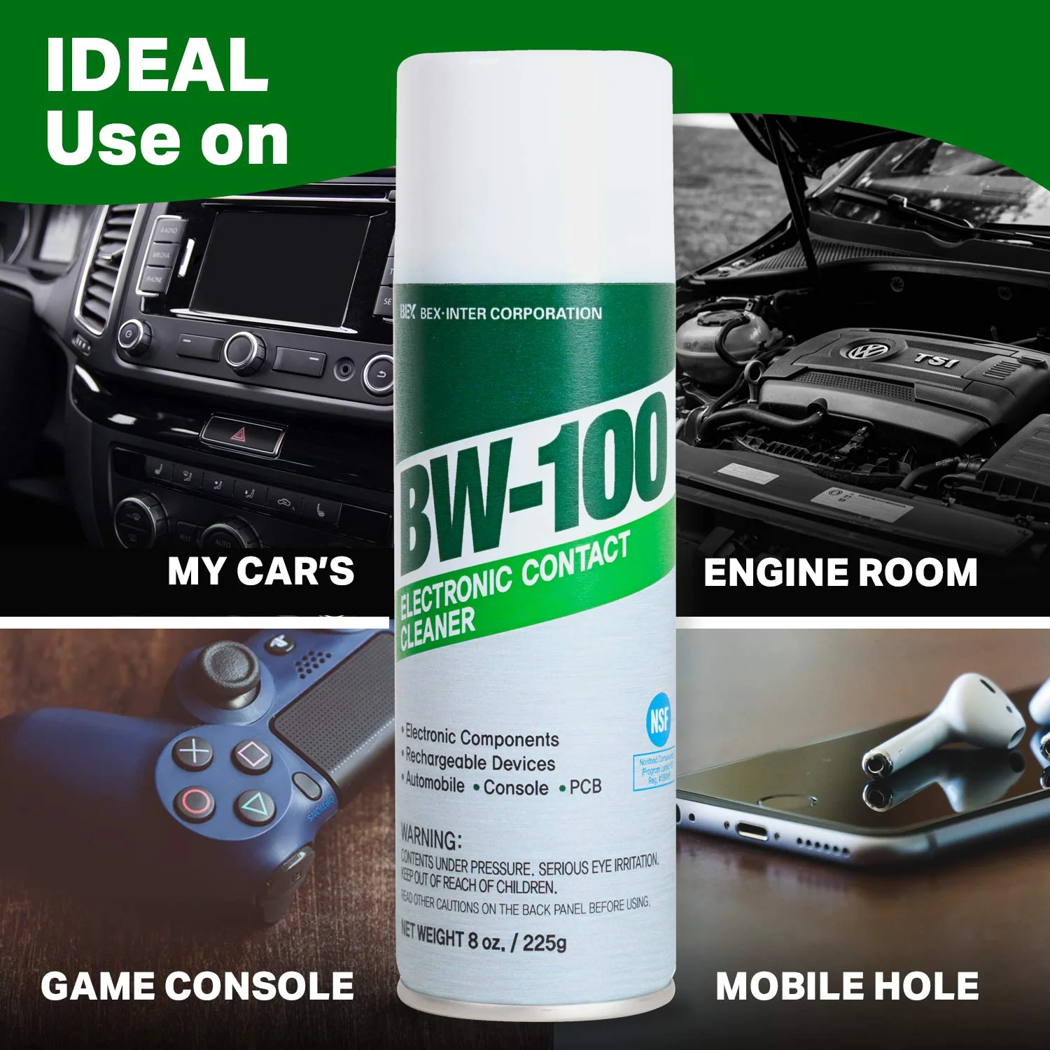 BW-100 Non-Flammable Electronic Contact Cleaner Aerosol Spray- Safely Cleans Joycons, Computers, PCB and More - Removes dust, Dirt and contaminants on Contacts - Quick Dry|8oz/225g | - Image 7