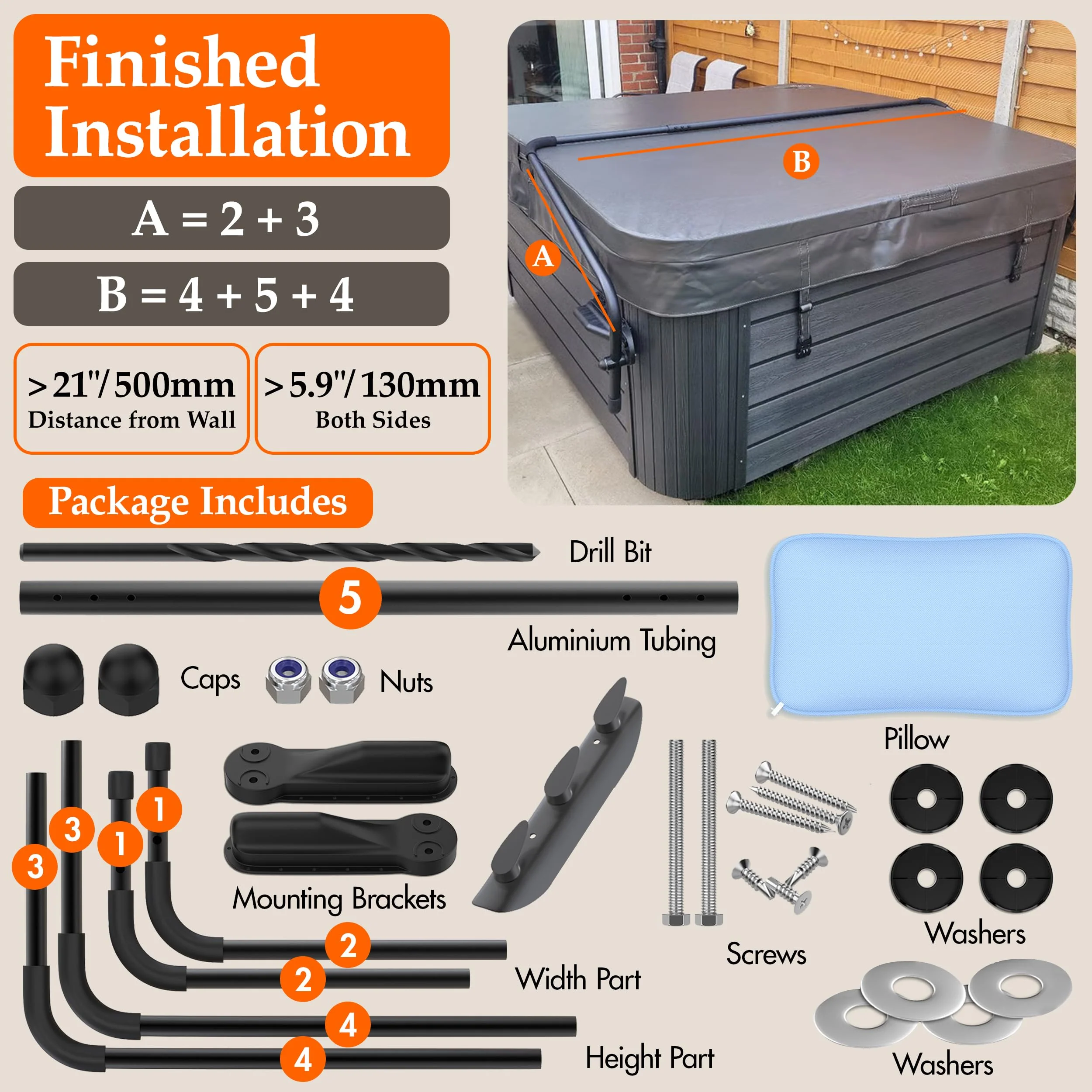 Byers Choice Hot Tub Cover Lifter - 96" to 72" Pivot Top Mount Spa Cover Lift - Adjustable Hot Tub Cover Lift - Fits Most Spa Hot Tubs - Collapsible Spa Cover Lifter - Reinforced Brackets Lift - Image 4