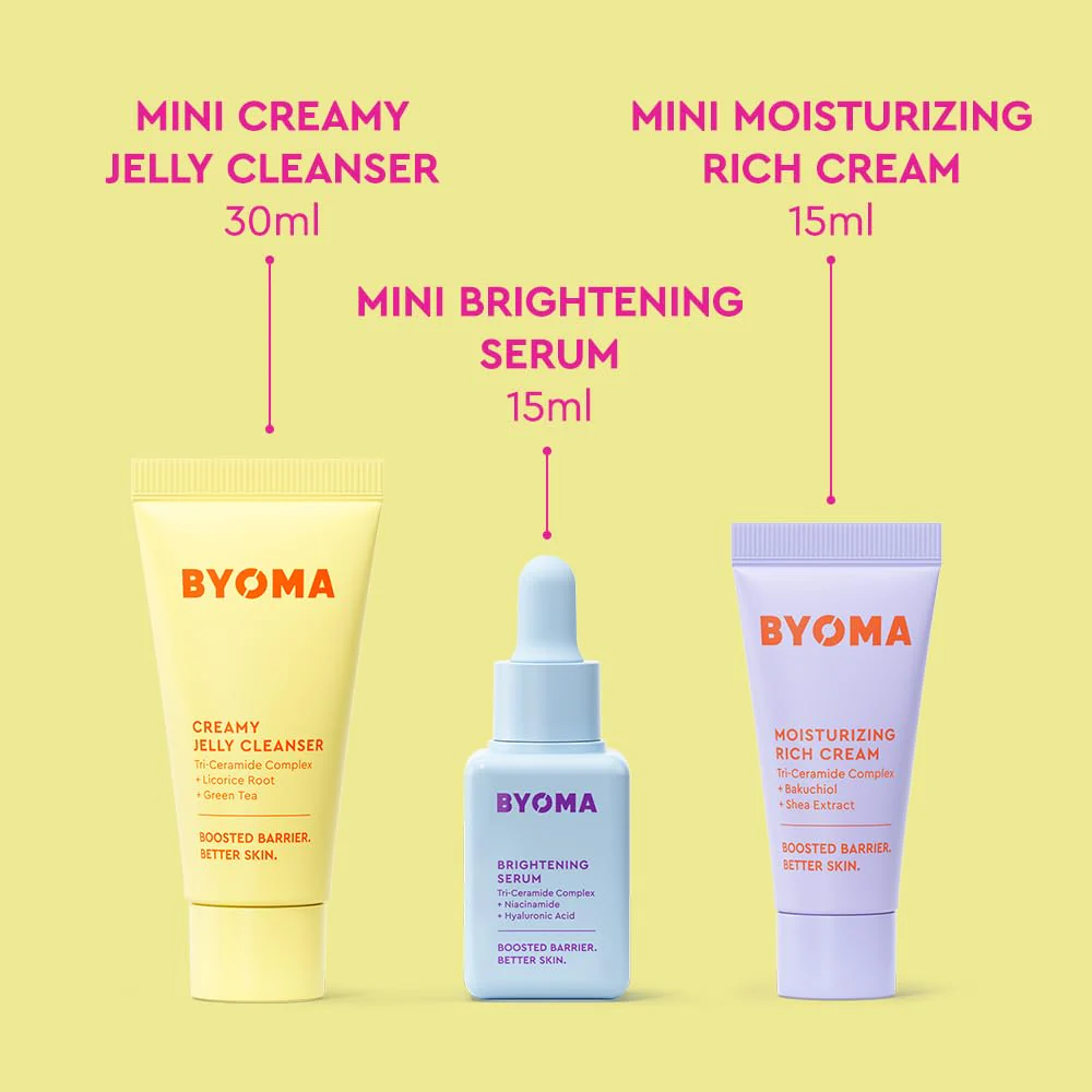 BYOMA So Bright Set - Barrier Repair Skincare Set for Brighter Skin - Creamy Jelly Cleanser, Brightening Face Serum & Ceramide Face Moisturizer - Alcohol Free Skin Care - 30ml, 15ml, 15ml - Image 8