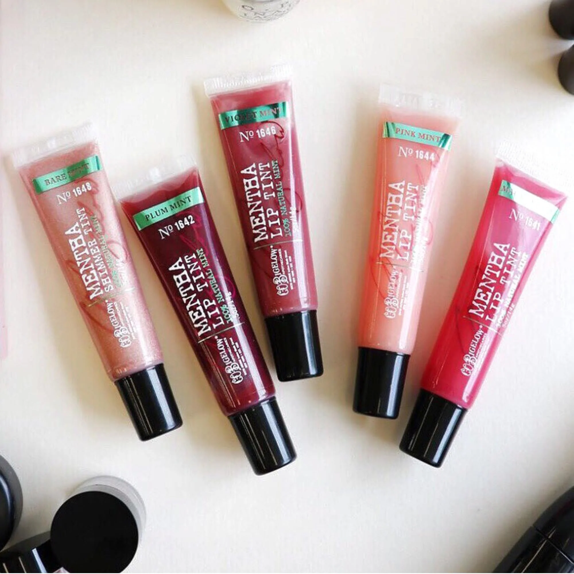 C.O. Bigelow Plum Mentha Lip Tint Trio, Pack of 3 Purple Tinted Lip Gloss with Peppermint Oil, High Gloss Shine Finish, 0.5 oz - Image 2