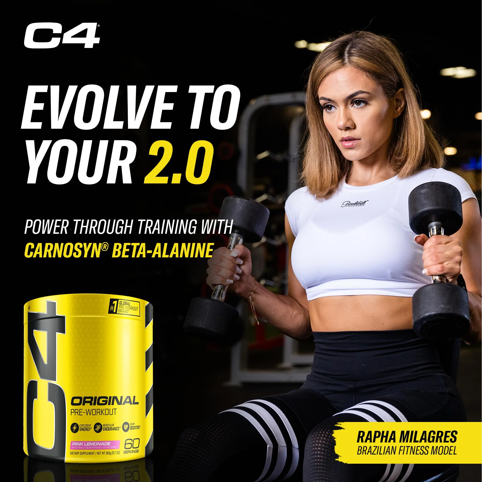 C4 Original Pre Workout Powder Pink Lemonade Vitamin C for Immune Support Sugar Free Preworkout Energy for Men & Women 150mg Caffeine + Beta Alanine + Creatine 60 Servings - Image 4