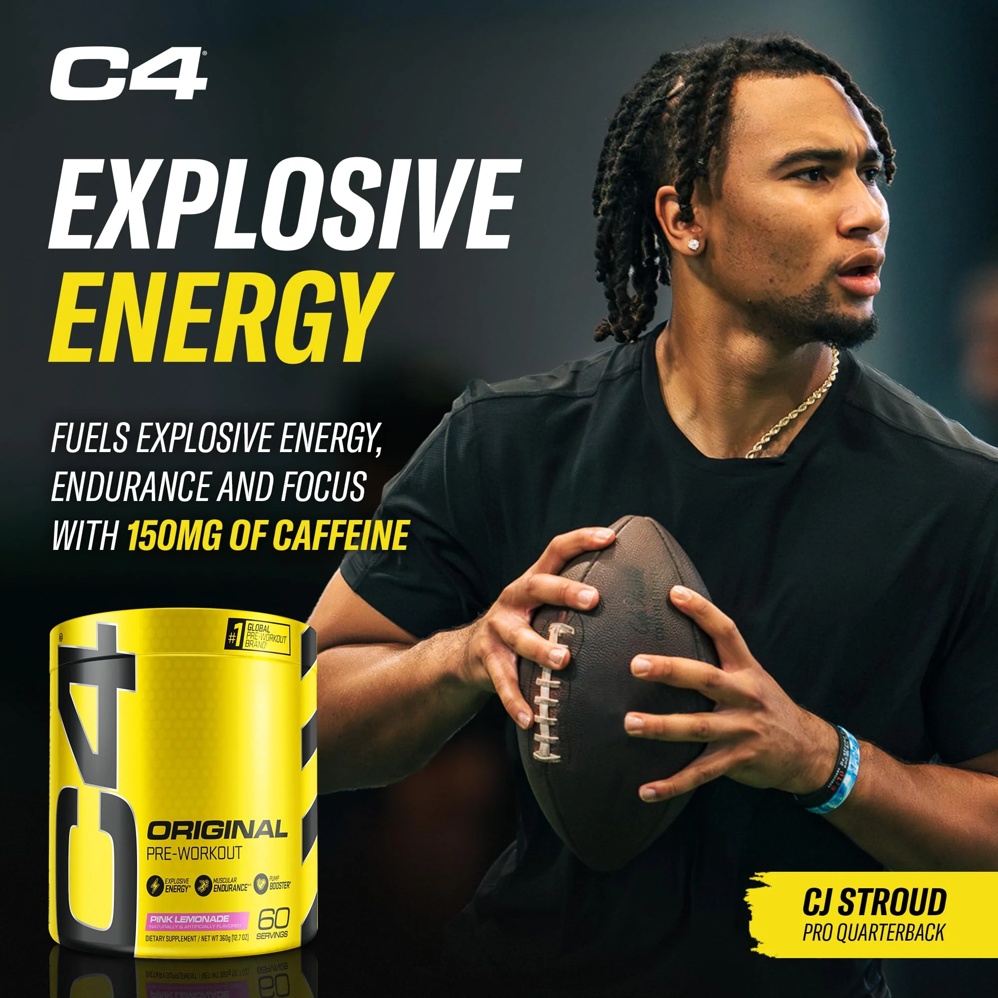 C4 Original Pre Workout Powder Pink Lemonade Vitamin C for Immune Support Sugar Free Preworkout Energy for Men & Women 150mg Caffeine + Beta Alanine + Creatine 60 Servings - Image 5