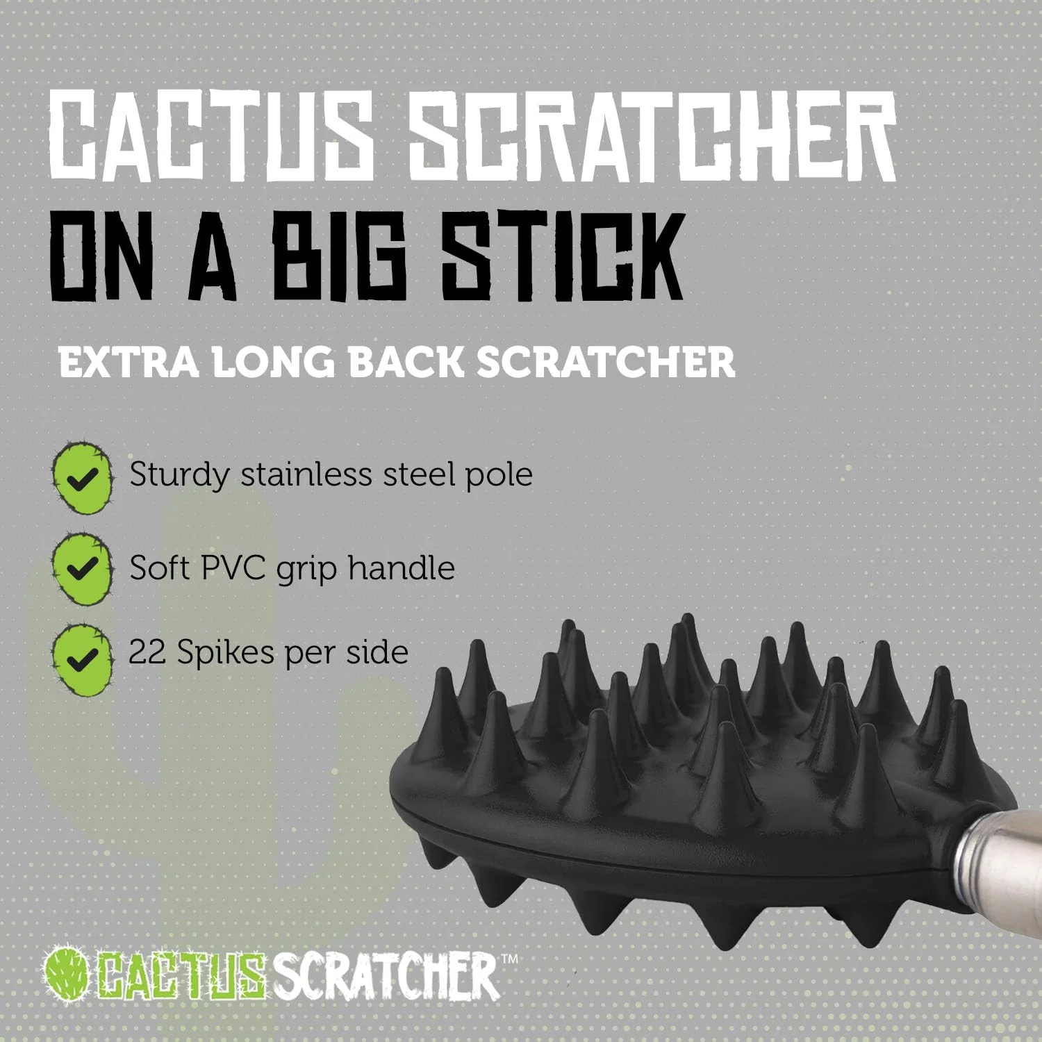 Cactus Scratcher Extendable Big Stick Back Scratcher - Extends 29" Long Double Sided Retractable Scratching Tool for Hand, Neck, Head, and Body - Universal Gift for Family, Pets, and Friends, Black - Image 3