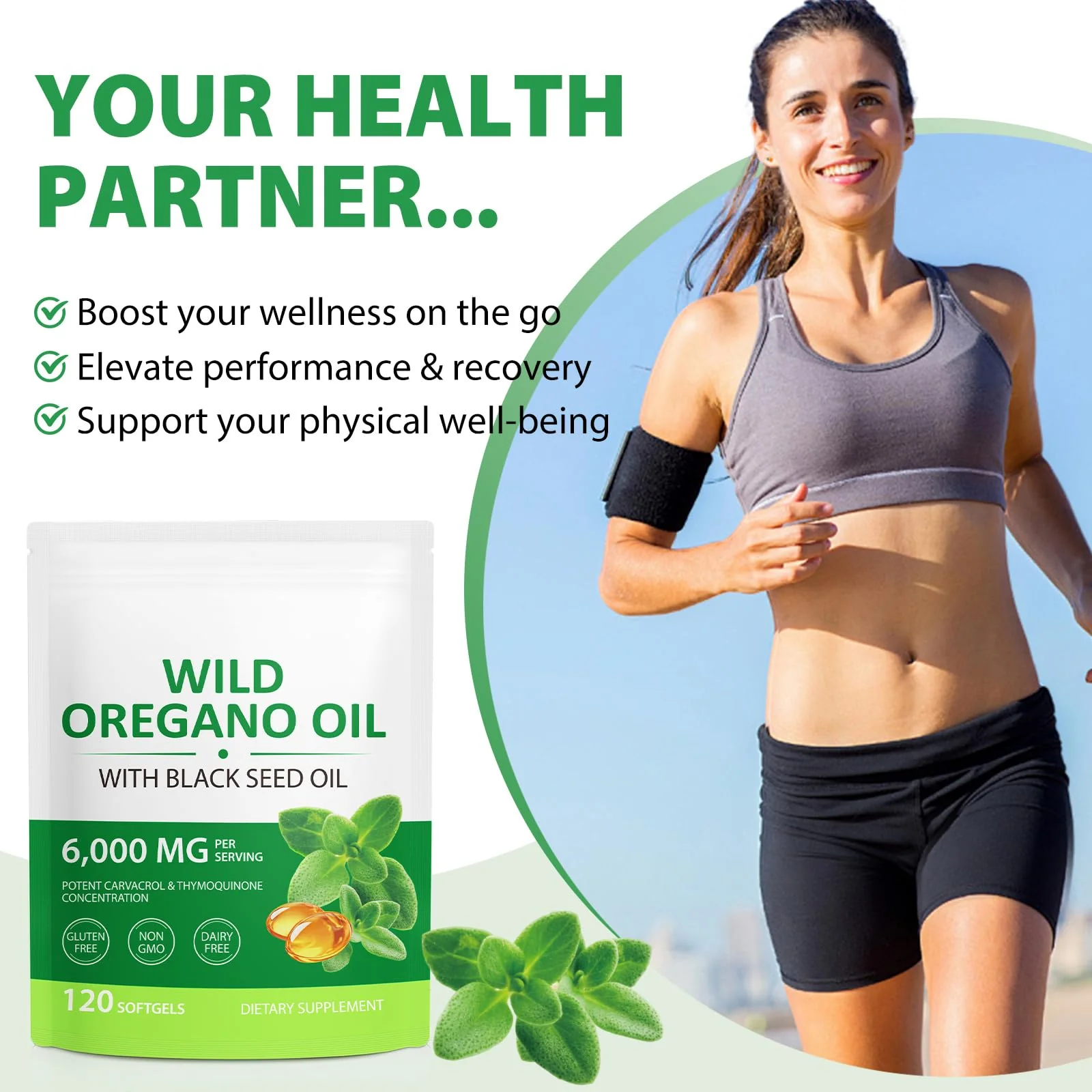 Cacukn Oil of Oregano Capsules with Black Seed Oil, 6000mg Oregano Oil & 200mg Black Seed Oil per Serving, Immune Support, Non-GMO, Gluten Free, 240 Softgels - Image 3