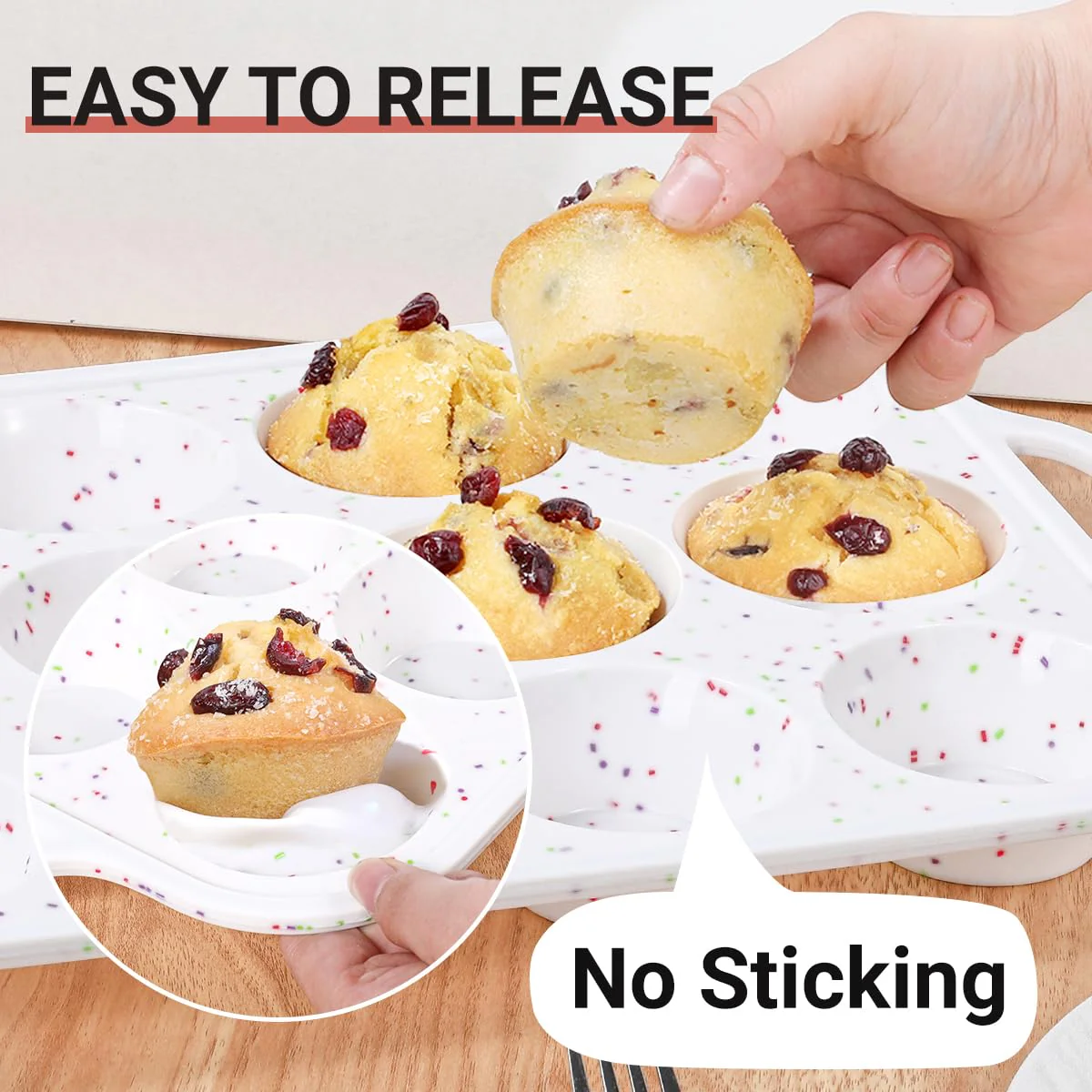 CAKETIME 12 Cups & 24 Cups Silicone Muffin Pan with Metal Frame, Regular & Mini Muffin Pan Set for Baking 2 Pack - Image 7