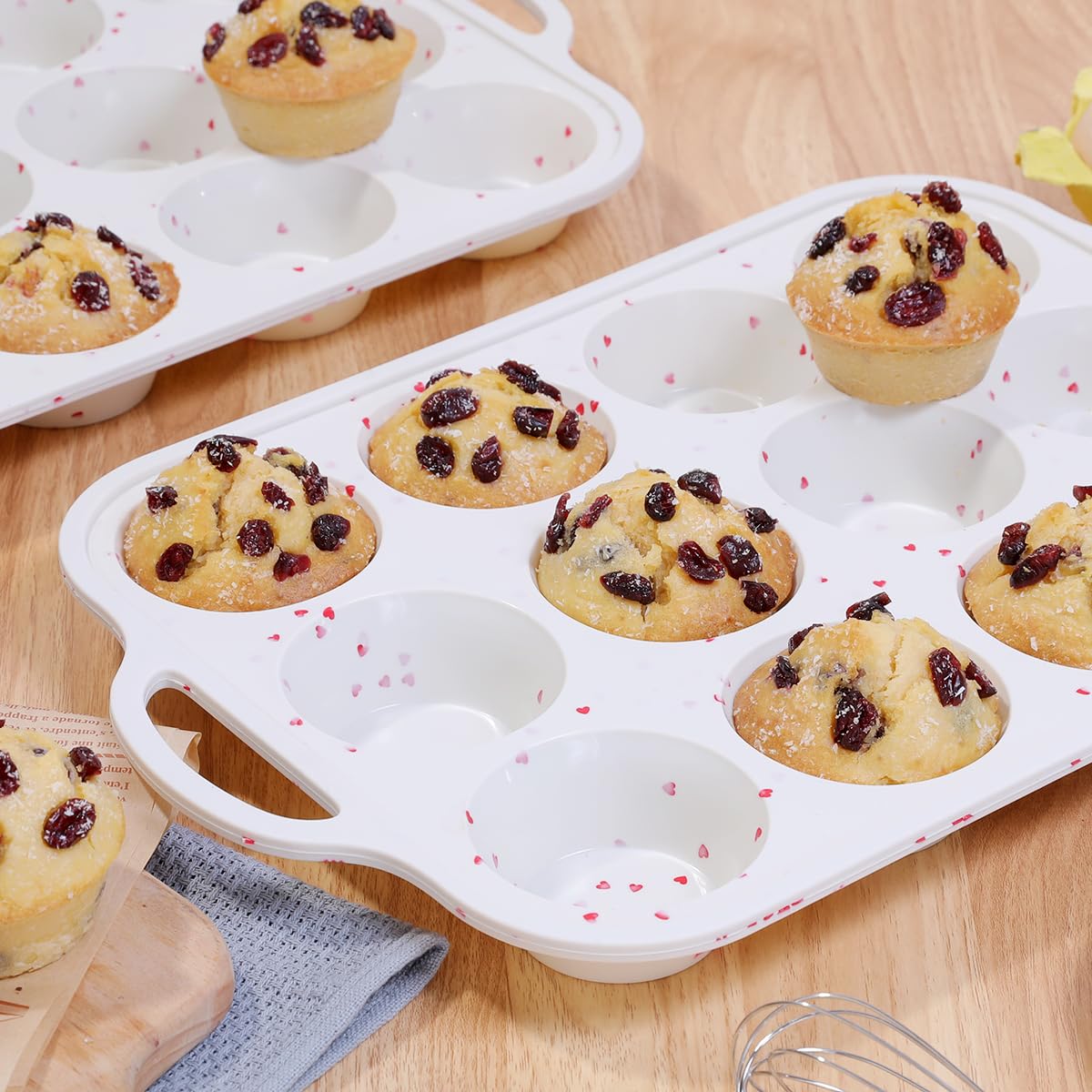 CAKETIME Regular Size Muffin Pan with Metal Reinforced Frame, Silicone Cupcake Pan Easy to Handle Nonstick 12 Cups Silicone Muffin Pans for Baking BPA Free 2 Pack - Image 3