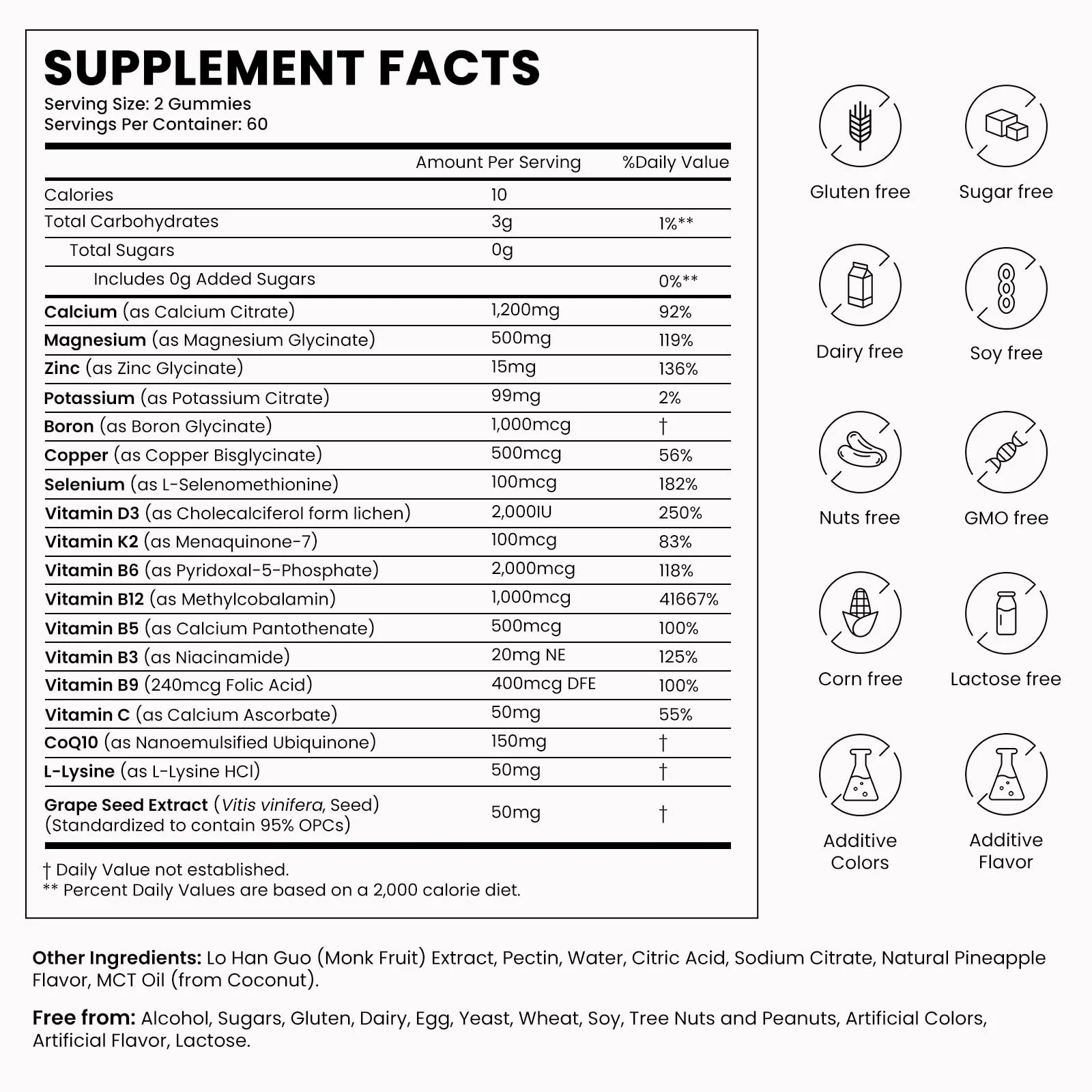 Calcium 1200 mg with Vitamin D3 Gummies, Calcium Citrate Supplements for Women & Men with Magnesium, Zinc, Vitamin D3 & K2, Potassium, Chews for Bone Strength & Muscle Support, Sugar Free, Vegan - Image 5