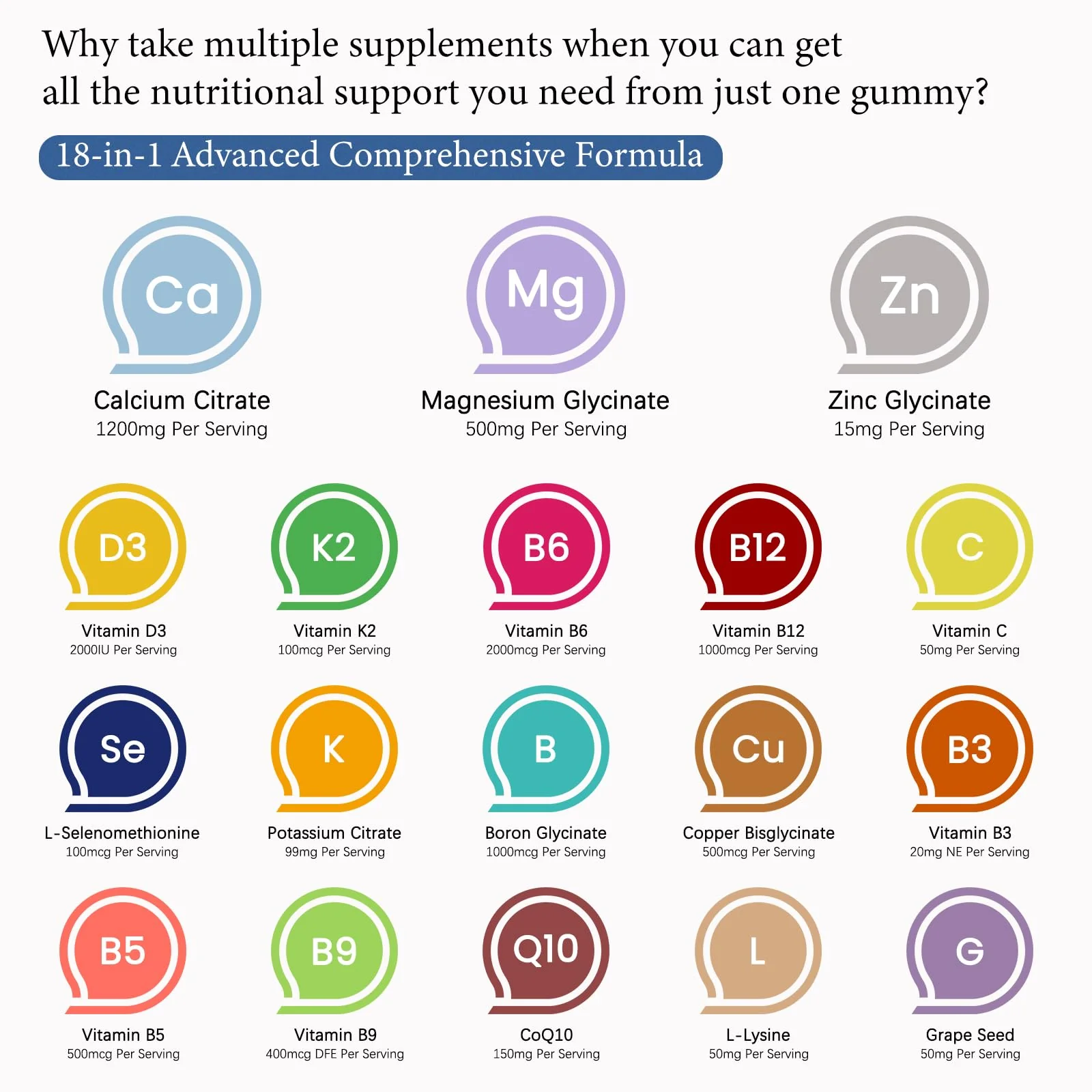 Calcium 1200 mg with Vitamin D3 Gummies, Calcium Citrate Supplements for Women & Men with Magnesium, Zinc, Vitamin D3 & K2, Potassium, Chews for Bone Strength & Muscle Support, Sugar Free, Vegan - Image 6