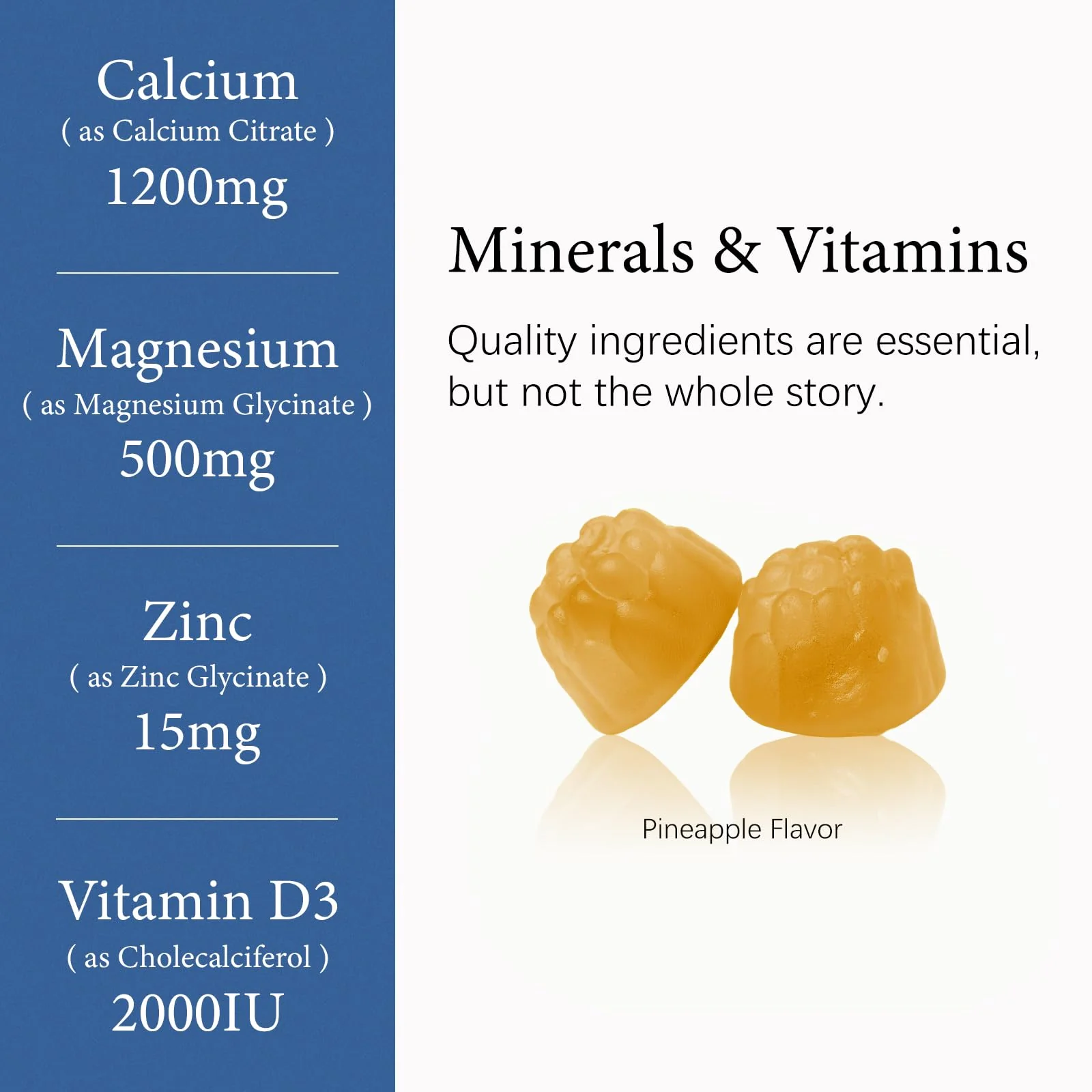 Calcium 1200 mg with Vitamin D3 Gummies, Calcium Citrate Supplements for Women & Men with Magnesium, Zinc, Vitamin D3 & K2, Potassium, Chews for Bone Strength & Muscle Support, Sugar Free, Vegan - Image 9