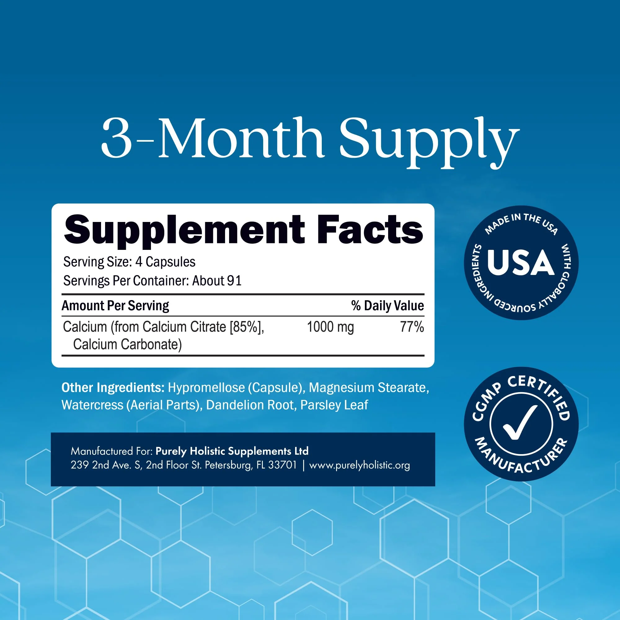 Calcium Citrate 1000mg | Healthy Bone & Teeth Support | High Absorption Cal Citrate | Gentle on Digestion | Vegan & Non-GMO | 3 Month Supply | Calcium Supplements for Women & Men | 365 Capsules - Image 5