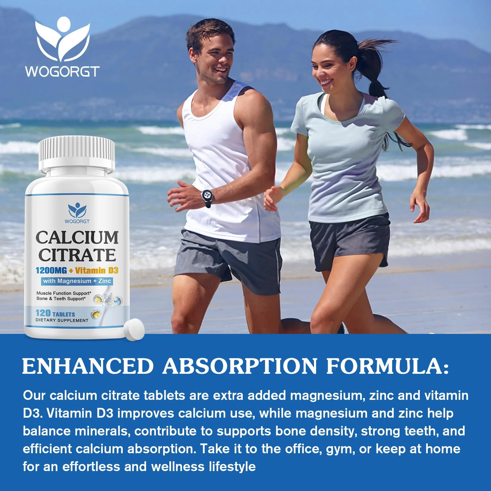Calcium Citrate 1200mg Supplement with Vitamin D3 for Women and Men - Calcium Magnesium Zinc D3 Supplement for Bone, Teeth, Immune Support, Vegan-Friendly - 120 Tablets (2 Pack) - Image 5