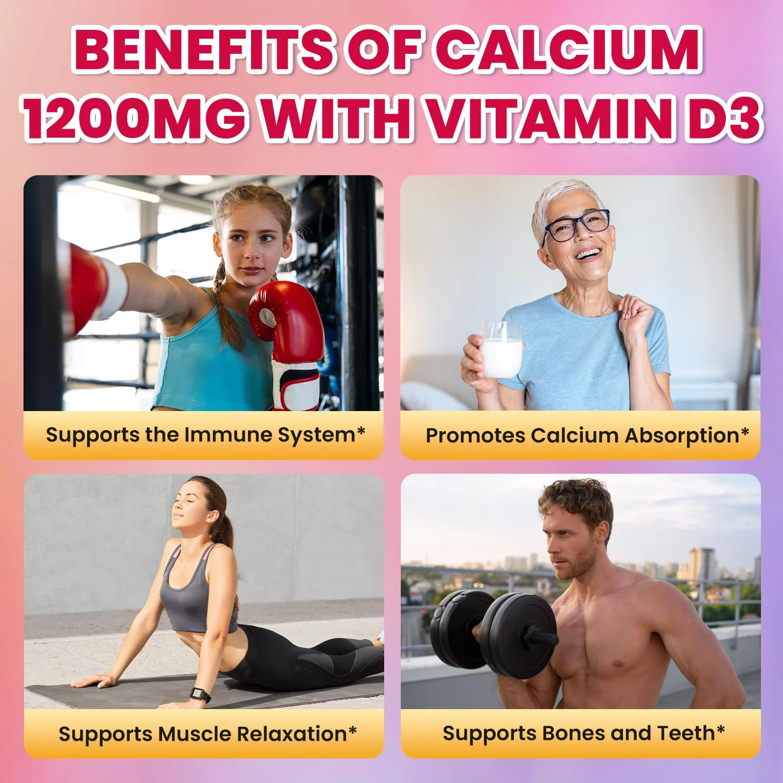 Calcium Citrate Gummies - 1200mg Calcium Gummies Supplements for Women & Men with Vitamin D3, K2, Magnesium, Zinc High Absorption for Bone, Muscle & Immune Support, Fruit Flavor, 60 Count - Image 6