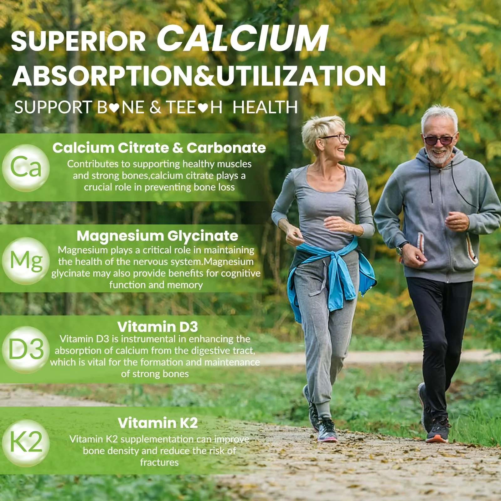 Calcium Magnesium Zinc Gummies for Adult: 1200mg Calcium Citrate 400mg Magnesium Glycinate with D3 B12 - Sugar Free High Absorption Supplement for Women Men (60 Count(Pack of 2)) - Image 3