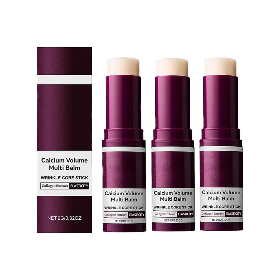 calcium multi balm, Calcium Volume Multi Balm, Wrinkle Core Stick, Collagen Moisturing Stick, Hydrating, Almond & Vitamin E for Lip Balm Eye Cream Neck. 3pcs