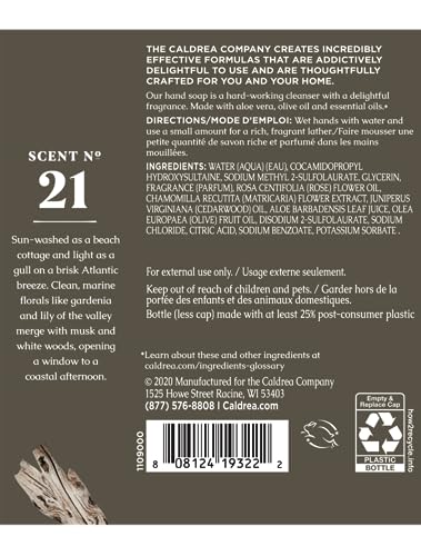 Caldrea Hand Soap Refill, Aloe Vera Gel, Olive Oil And Essential Oils To Cleanse And Condition, Rosewater Driftwood Scent, 32 Oz - Image 2