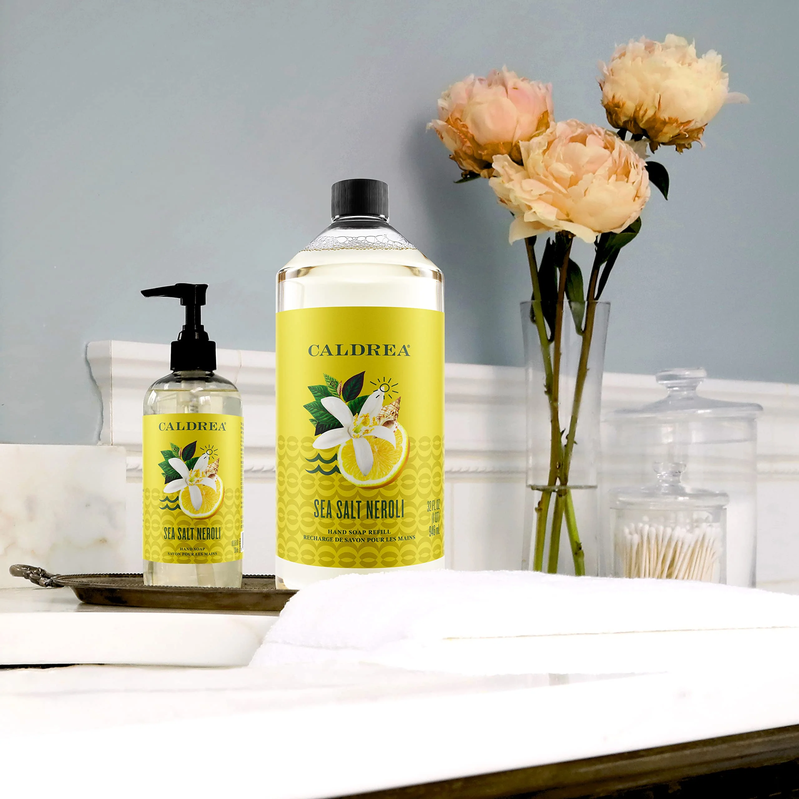Caldrea Hand Soap Refill, Aloe Vera Gel, Olive Oil and Essential Oils to Cleanse and Condition, Sea Salt Neroli Scent, 32 oz - Image 4